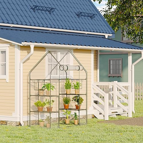 Miniatura 6 de CEBOLAN Green House, casas verdes impermeables para exteriores, invernaderos portátiles para exteriores con cremallera enrollable y estantes,