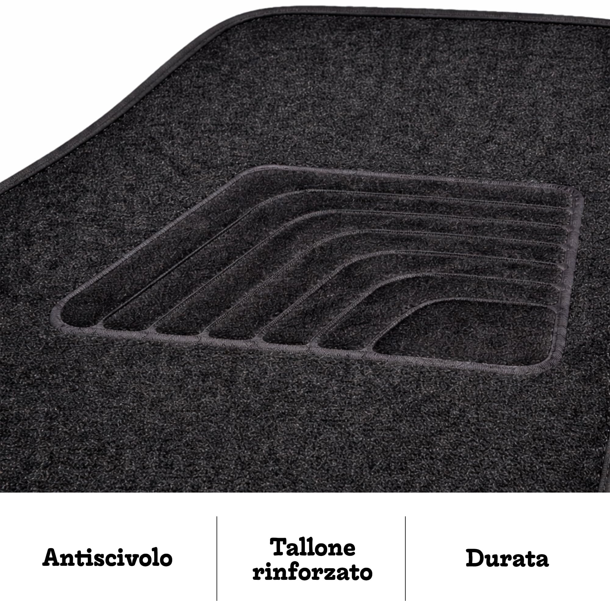 Tappetini auto universali, confezione da 4 pezzi (2 anteriori + 2 posteriori), tappetini auto in moquette, tappetino antiscivolo auto, facili da pulire, accessori interni per auto.