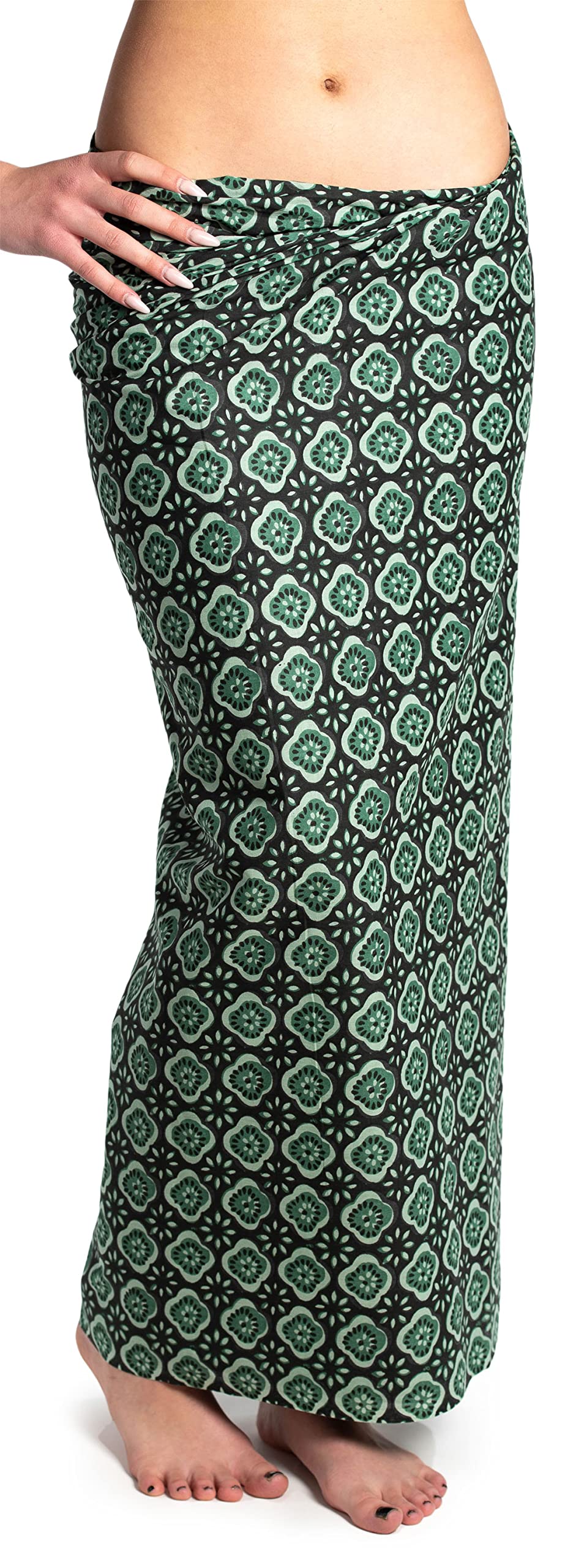 ufash Pareo - Falda Sarong Unisex de la India, con Estampado a Mano Tradicional - Muchos diseños Diferentes