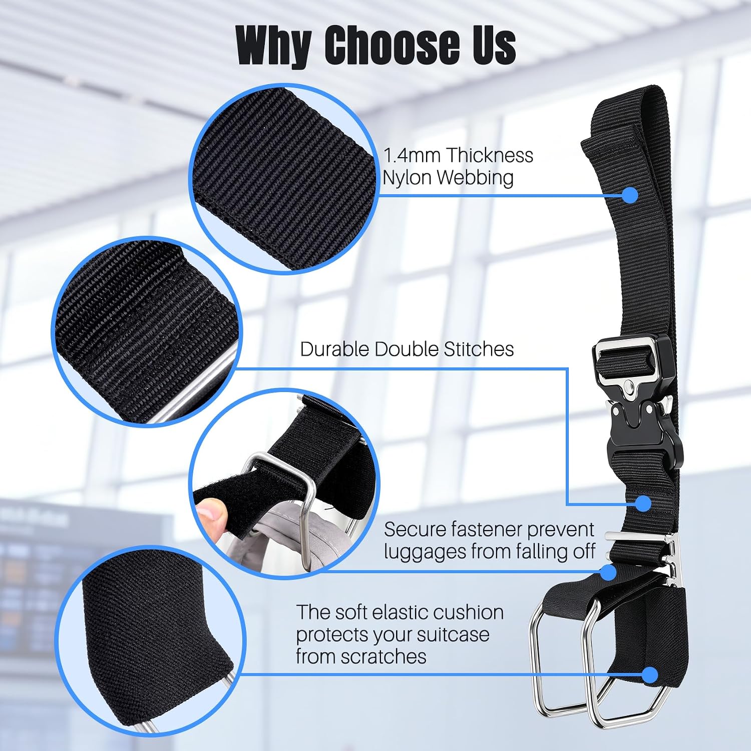 Vigorport Stainless Steel Luggage Hook Strap, Heavy Duty Add A Bag J Hook