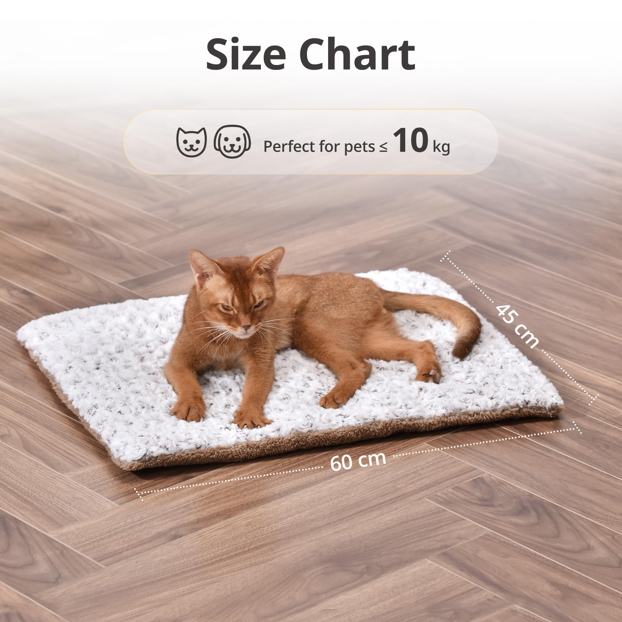 Manta Calefactora para Gatos, Sin Electricidad y baterías, 60×45cm Manta Calefactora de Doble Cara para Gatos y Perros, Almohadilla Térmica para Mascotas para Uso Interior y Exterior