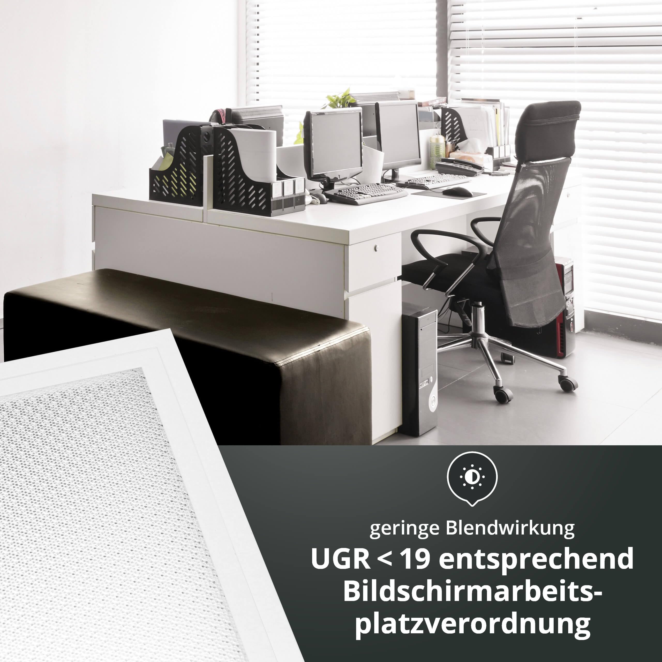 6x LED Panel 62x62cm 40W 4000K neutralweiß 4800lm 120 Lumen/Watt flimmerfrei blendfrei UGR<19 Einbau Rasterleuchte Einlegeleuchte Deckenleuchte Odenwalddecke OWA 620x620x12mm
