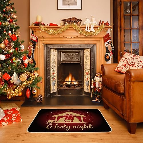 Miniatura 5 de AnyDesign - Felpudo de Navidad para puerta delantera, para Navidad, invierno, vacaciones, decorativo, antideslizante, rectangular, tapete para