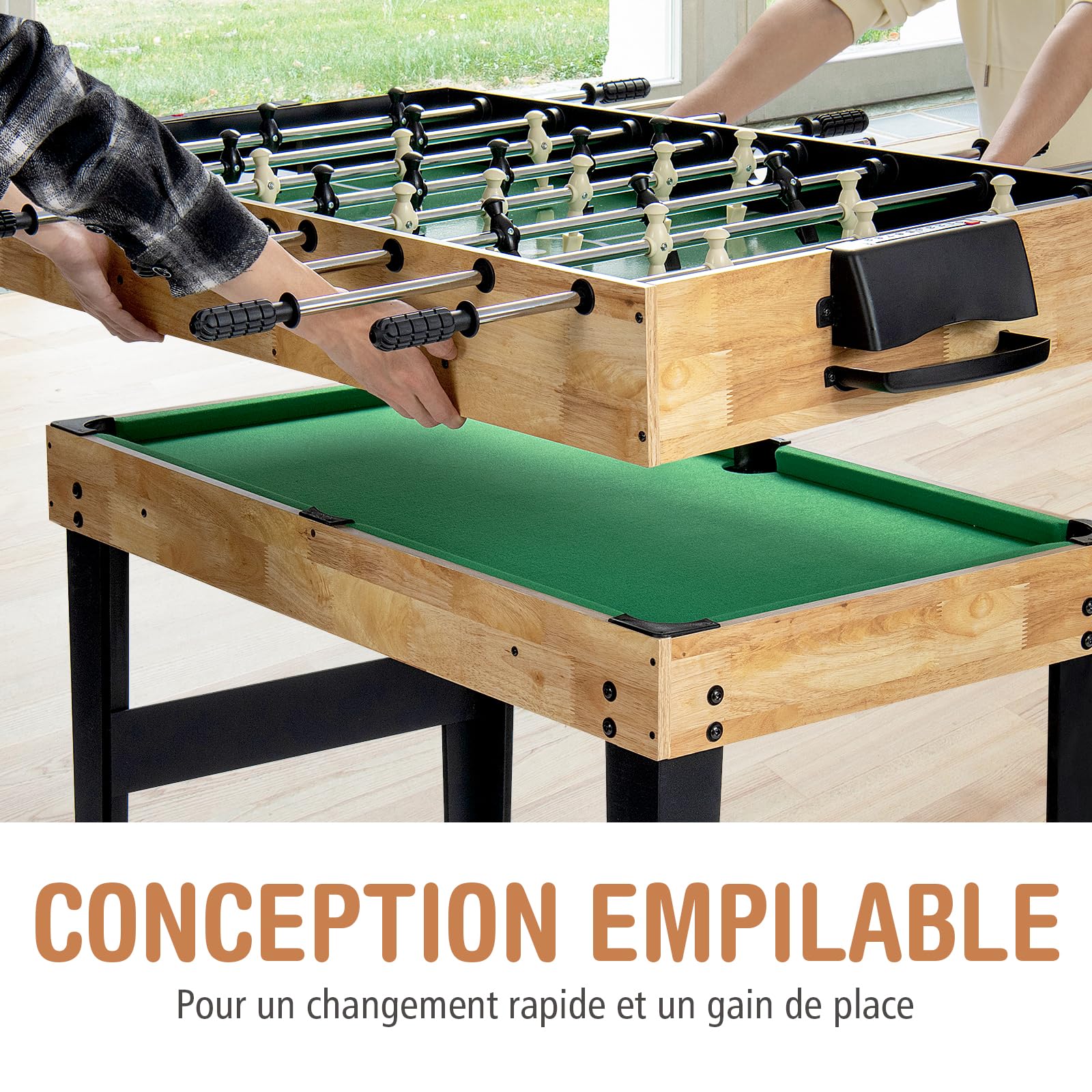 GOPLUS 10 en 1 Table Multijeux, Table Baby Foot Enfant avec Air Hockey, Tennis de Table, Billard, Shuffleboard, Bowling et 4 Jeux de Société, pour Bureau, Bar, Club, pour Enfants 8 Ans