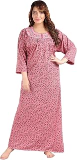REN STAR Women's Hosiery Cotton Nighty| Full Sleeves | Night Wear | Maxi for Women | Size-XXL, U Shaped Neck (Article-FSL-... Price In India