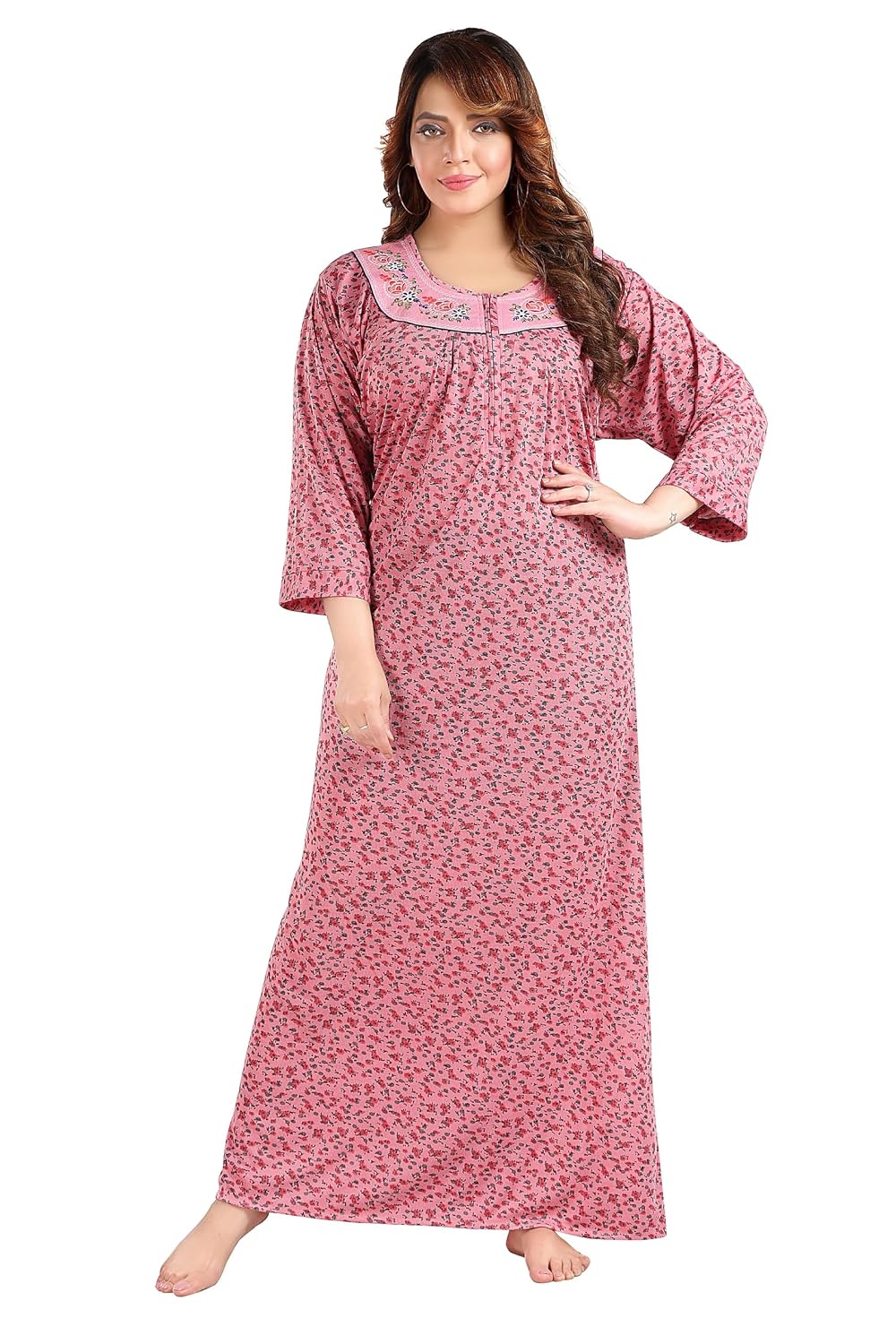 REN STAR Women's Hosiery Cotton Nighty| Full Sleeves | Night Wear | Maxi for Women | Size-XXL, U Shaped Neck (Article-FSL-... - Review, Price and Buying Guide