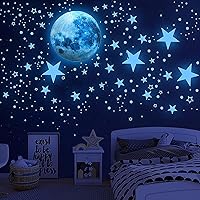 DESERT CAMEL Glow in the Dark Stars & Moon Ceiling Decals - 1108pcs Sky Blue Stickers for Kids Nursery Bedroom