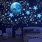 Glow in The Dark Stars for Ceiling,Glow in The Dark Stars and Moon Wall Decals,Ceiling Stars Glow in The Dark Kids Wall Decors Perfect for Kids Nursery Bedroom Living Room