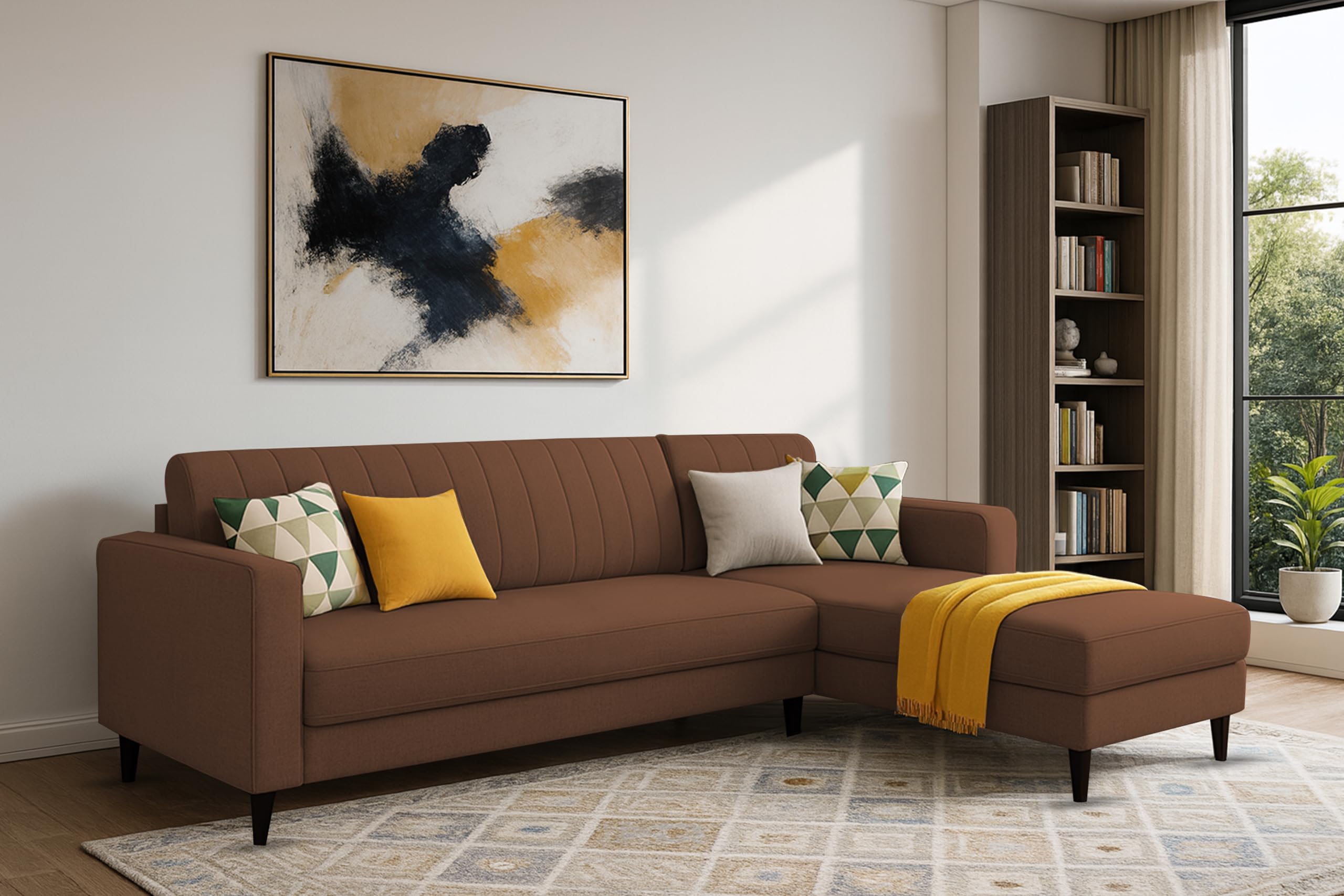 Casaliving Moris RHS 6 Seater L Shape Sofa Set for Living Room