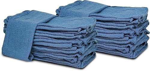 Miniatura 2 de Cotton Shop Towels Blue  Paquete de 150 trapos de limpieza de 14 x 14 pulgadas  Trapos absorbentes y toallas de limpieza multiusos para automóviles,