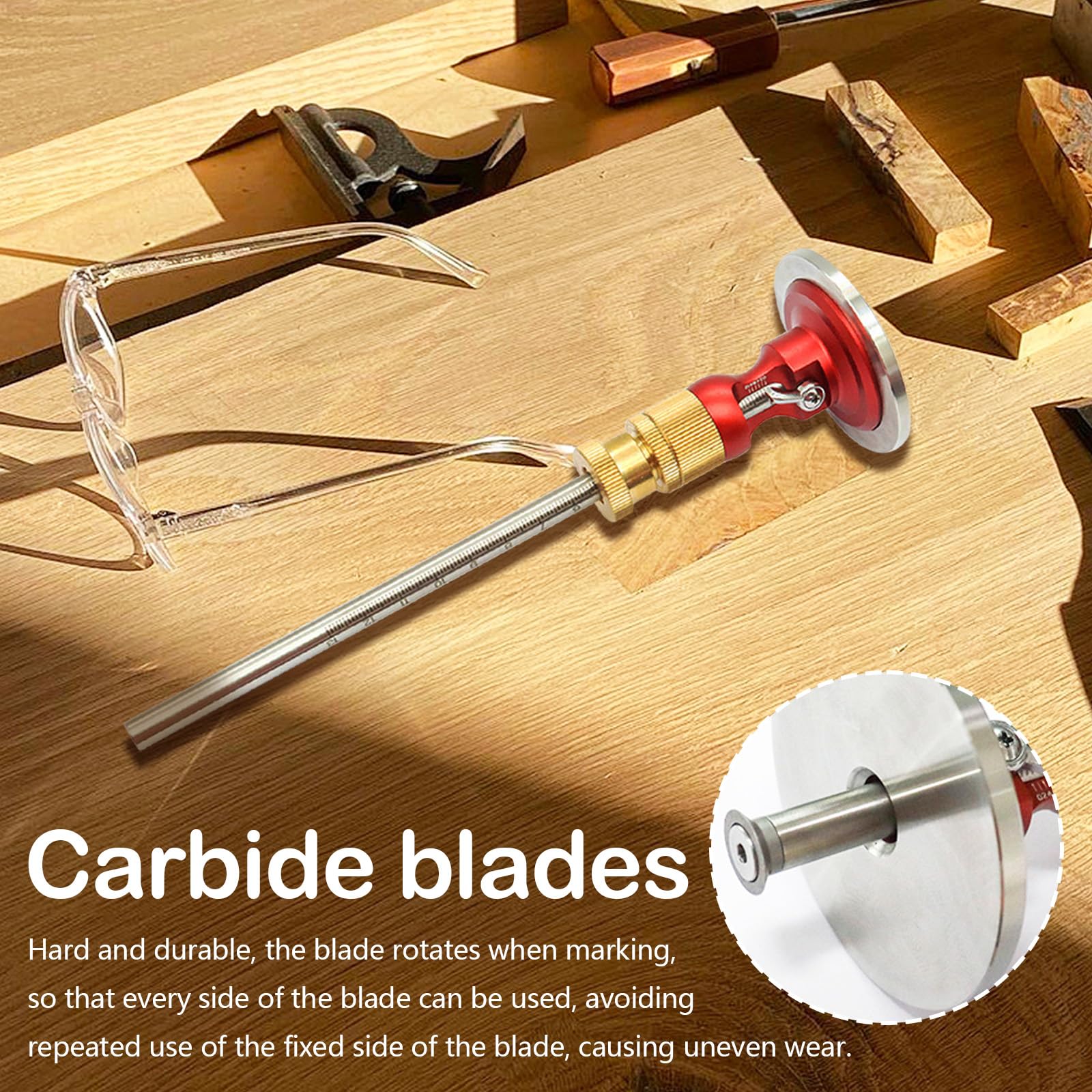 Calibre De Marcado, Herramienta De Marcado Con Función De Microajuste Calibre De Marcado Calibre De Marcado De Metal Cuchilla Para Madera Blanda Y Madera Dura Marcado De Ruedas