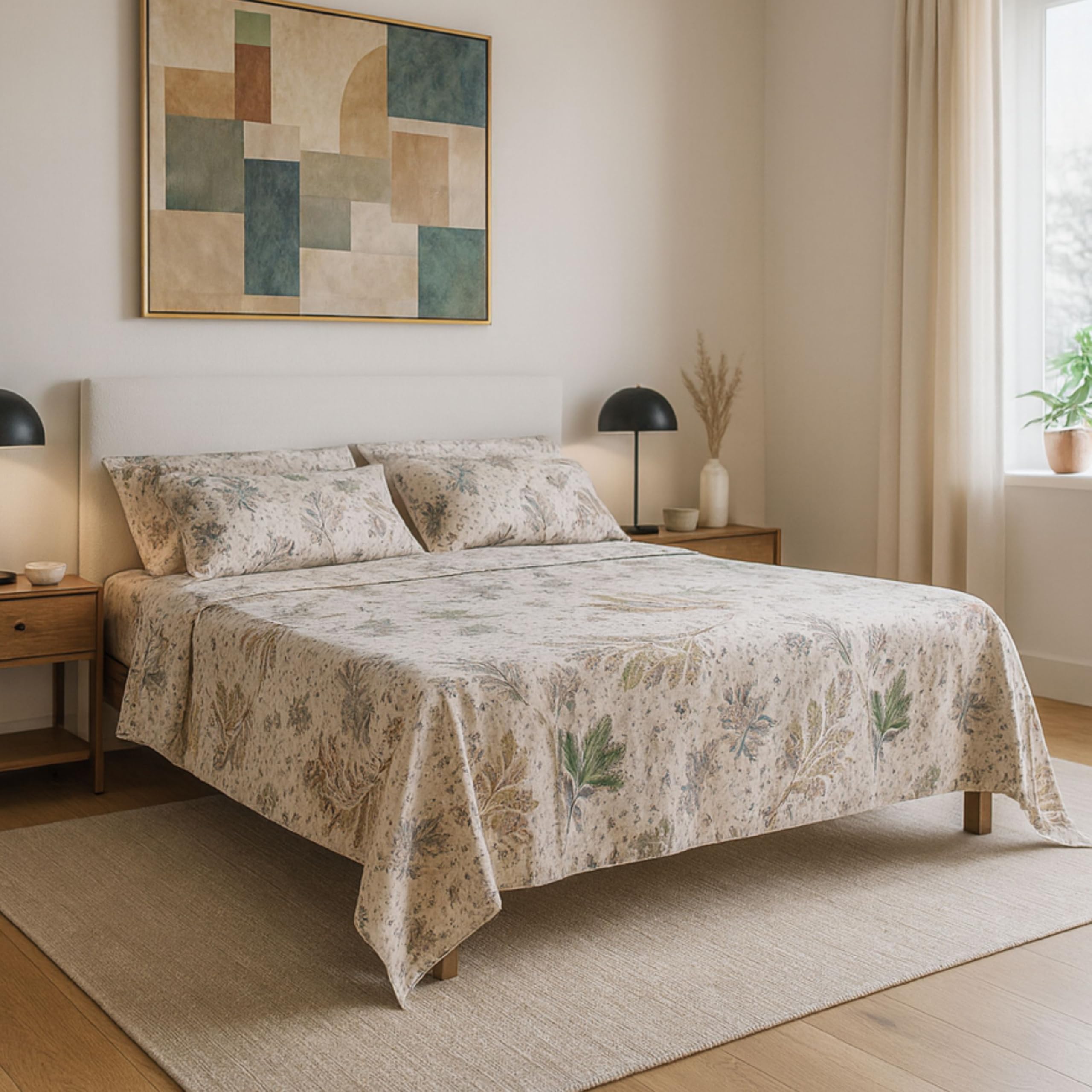 Juego de Sábanas 100% Algodón – Estampado Paisley Otoñal – 3 o 4 Piezas: Encimera, Bajera Ajustable y Funda de Almohada – Cama 90, 135, 150 cm – Suaves y Transpirables (Cama 150)
