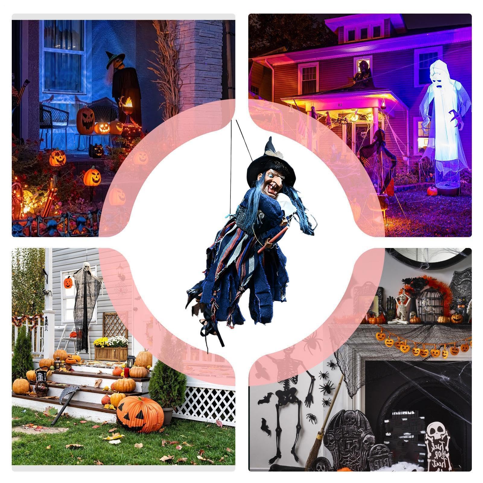 Dekoracja Halloween Wiedźma Ornament Straszne Dźwięki Jasne Oczy