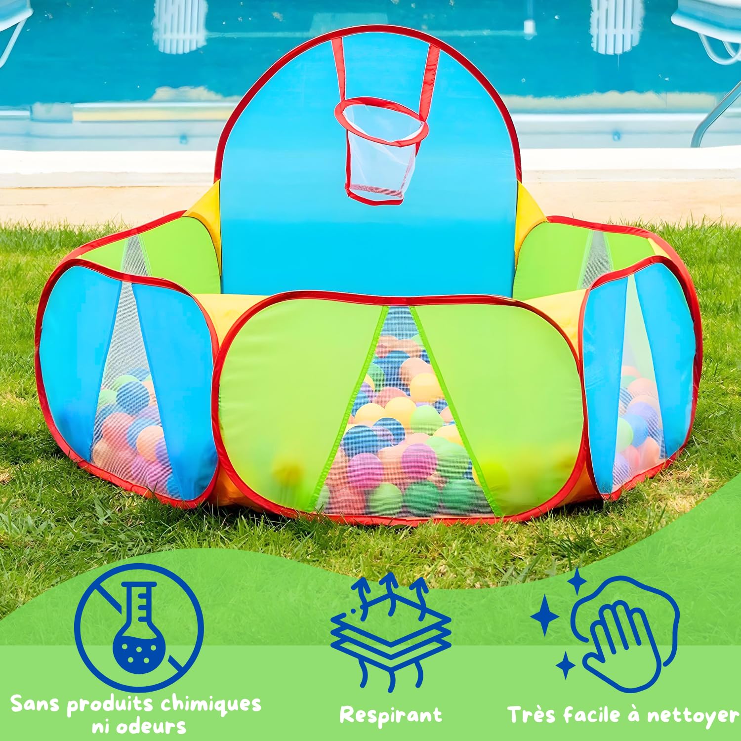 Piscine à Balles NUBUNI Pliable – 120 Cm – Fleur Décorative – Aire De Jeu Sensoriel – Balles Non Incluses