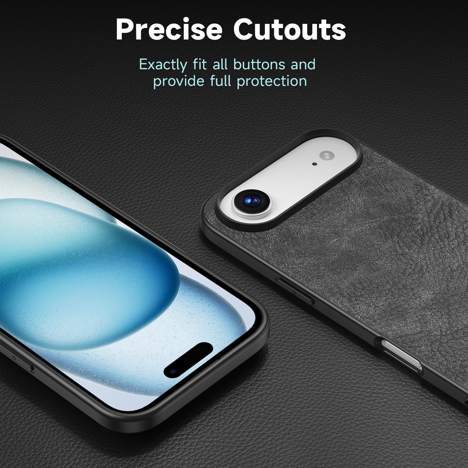 SALAWAT for iPhone Air Case Slim PU Leather Vintage Shockproof Phone Cover Lightweight Premium Soft TPU Bumper Hard PC Hybrid Protective Case for iPhone Air 6.5 inch 2025 (Black) - Image 3