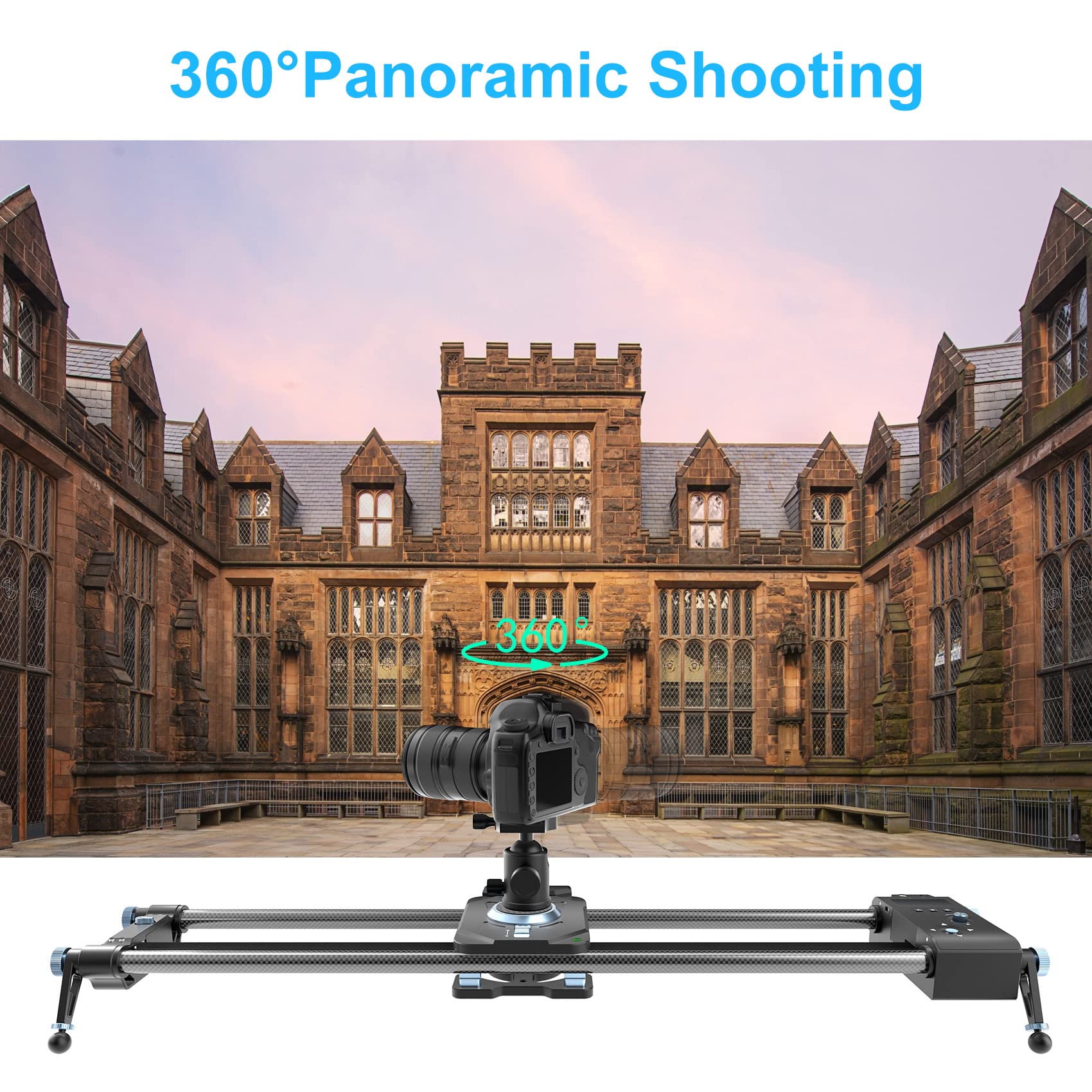 GVM 80cm motorisierter Kamera Slider, Kohlefaser Fotografie Kameraschiene mit APP Steuerung, Stabilising Schieberegler mit Zeitraffer Videoaufzeichnung und Fokus Tracking für DSLR Kameras