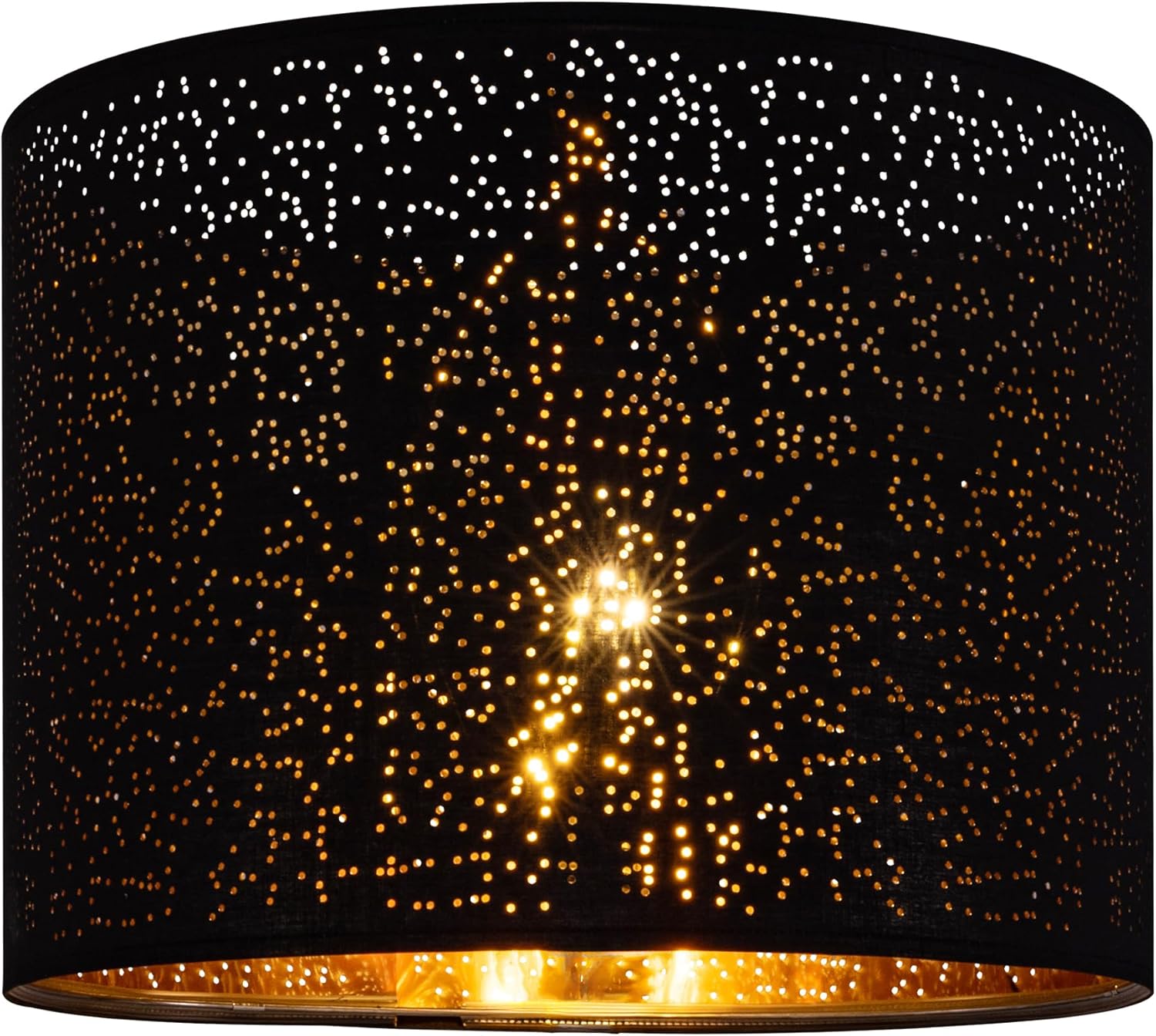 Wellmet Blackgold Drum Lampshades, Easy Assembly Required Replacement Lamp Shades, Fabric Lampshades for Table Lamps Floor Lamps, Metal Spider Fitter, 16"x16"x12"