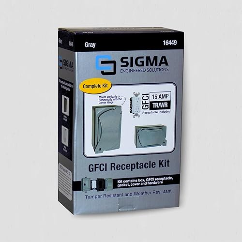 Miniatura 10 de Sigma Electric, Gray Sigma Engineered Solutions 16449 TRWR GFCI Kit de receptáculo con cubierta universal resistente a la intemperie, sin tamaño
