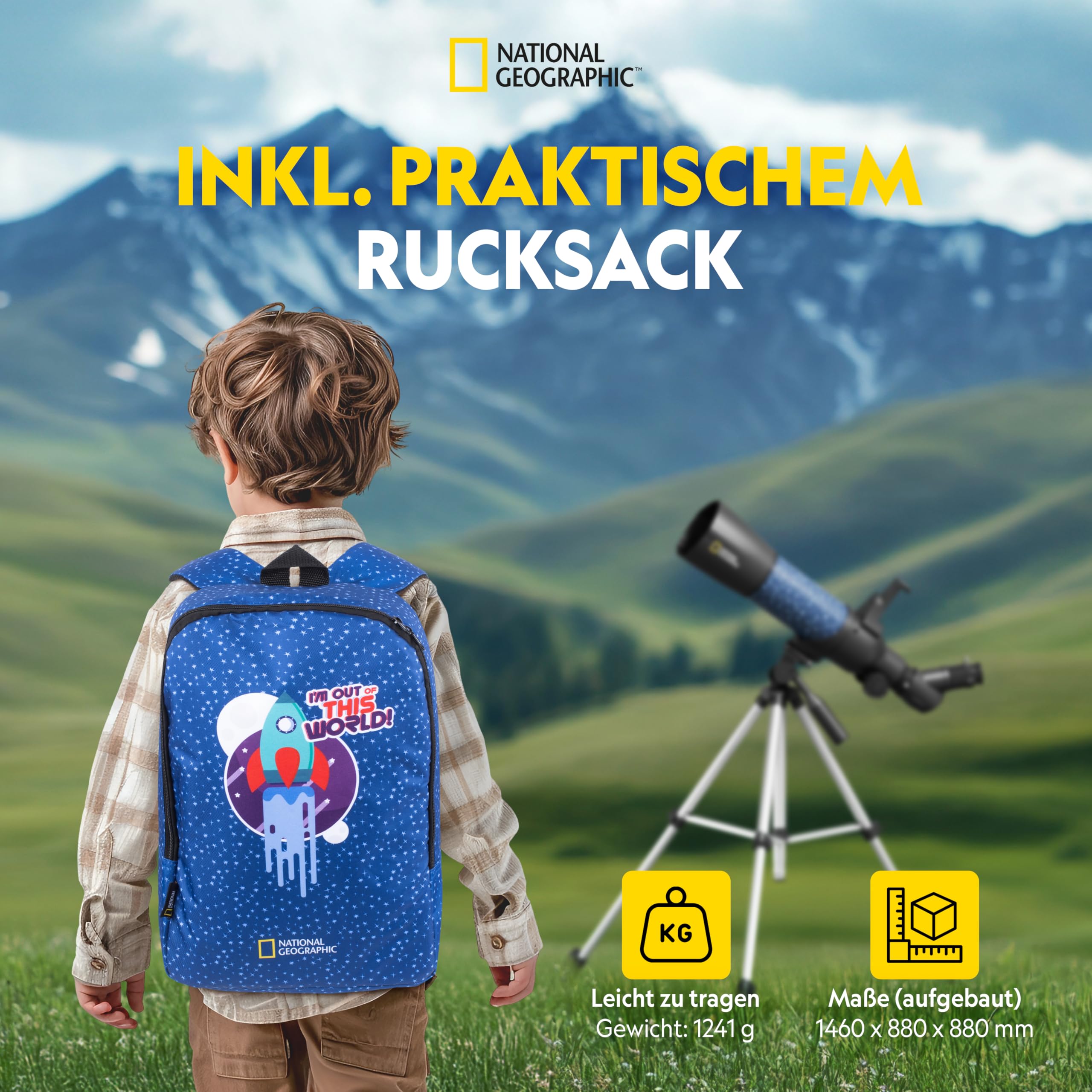 National Geographic Inteligentny teleskop AR dla dzieci ze statywem, plecakiem, uchwytem na smartfon i aplikacją rozszerzonej rzeczywistości
