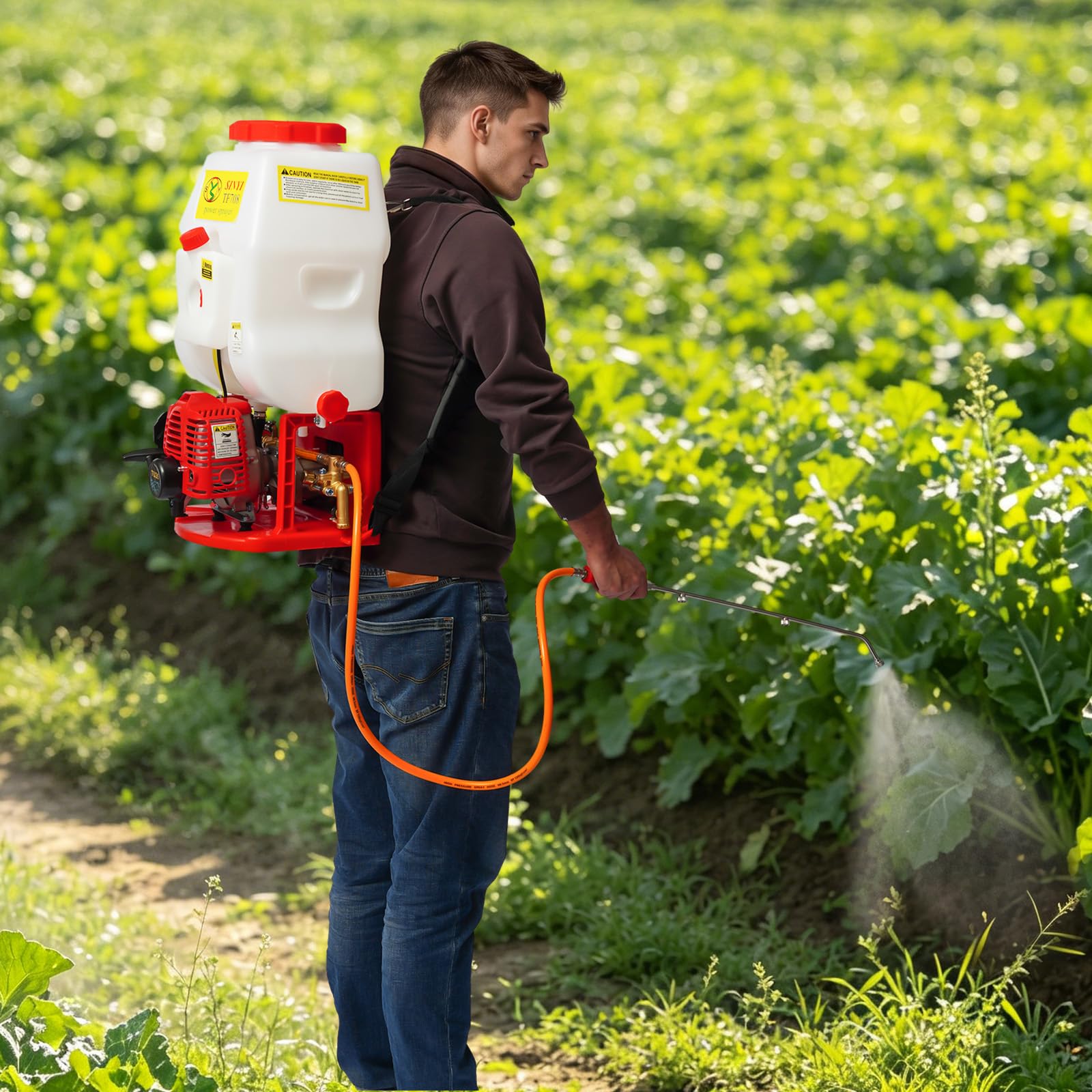 Pulverizador trasero de gasolina de 20 L con motor de 25,4 cc de 2 tiempos, potente pulverizador de motor y herbicida, pulverizador versátil para agricultura y horticultura