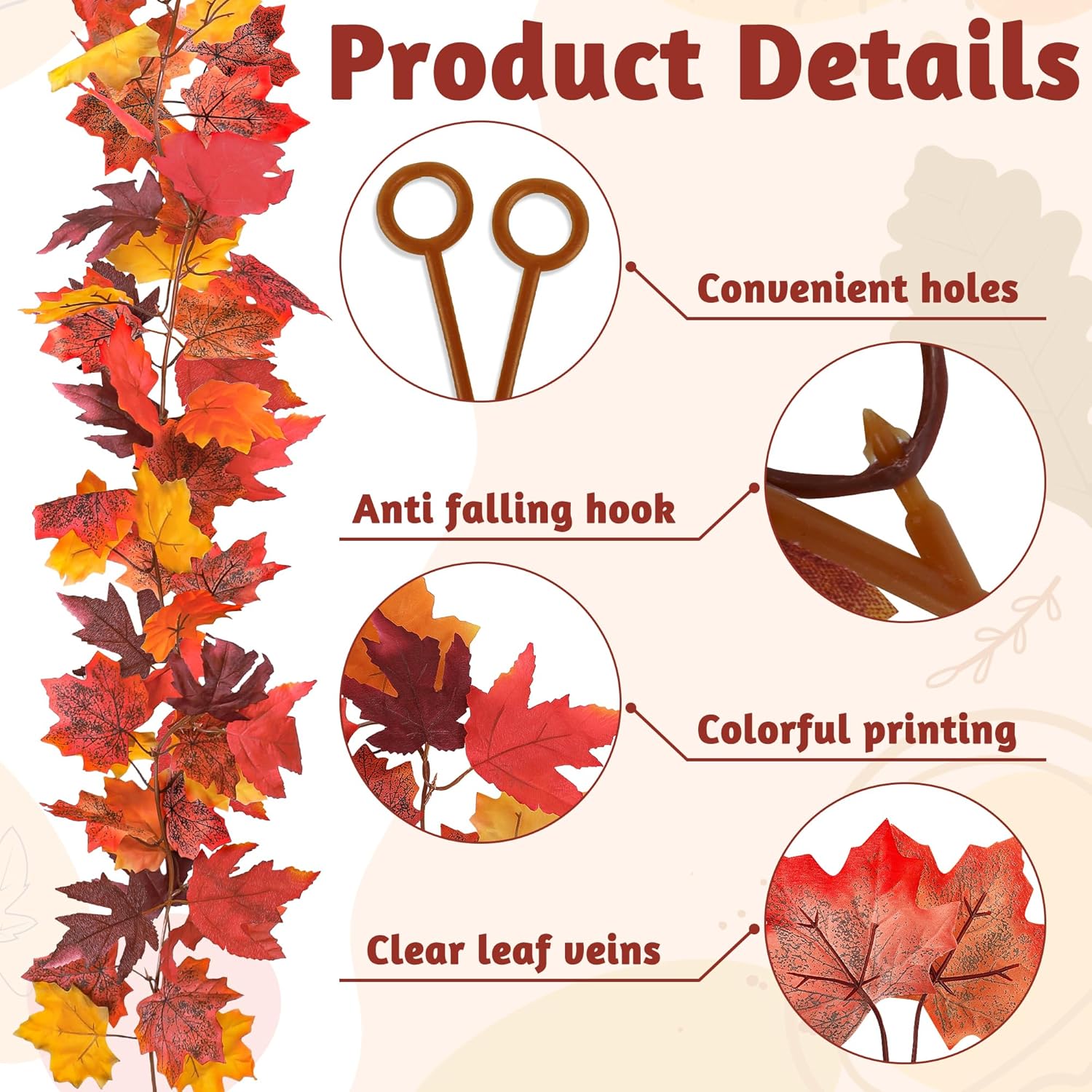 12 Pack Fall Mantle Garland, 70.8 FT Vines Fall Garland, Artificial Hanging Fall Decorations for Home and Outdoor Indoor Autumn Halloween Thanksgiving Decor Wedding Party Fireplace Mantle