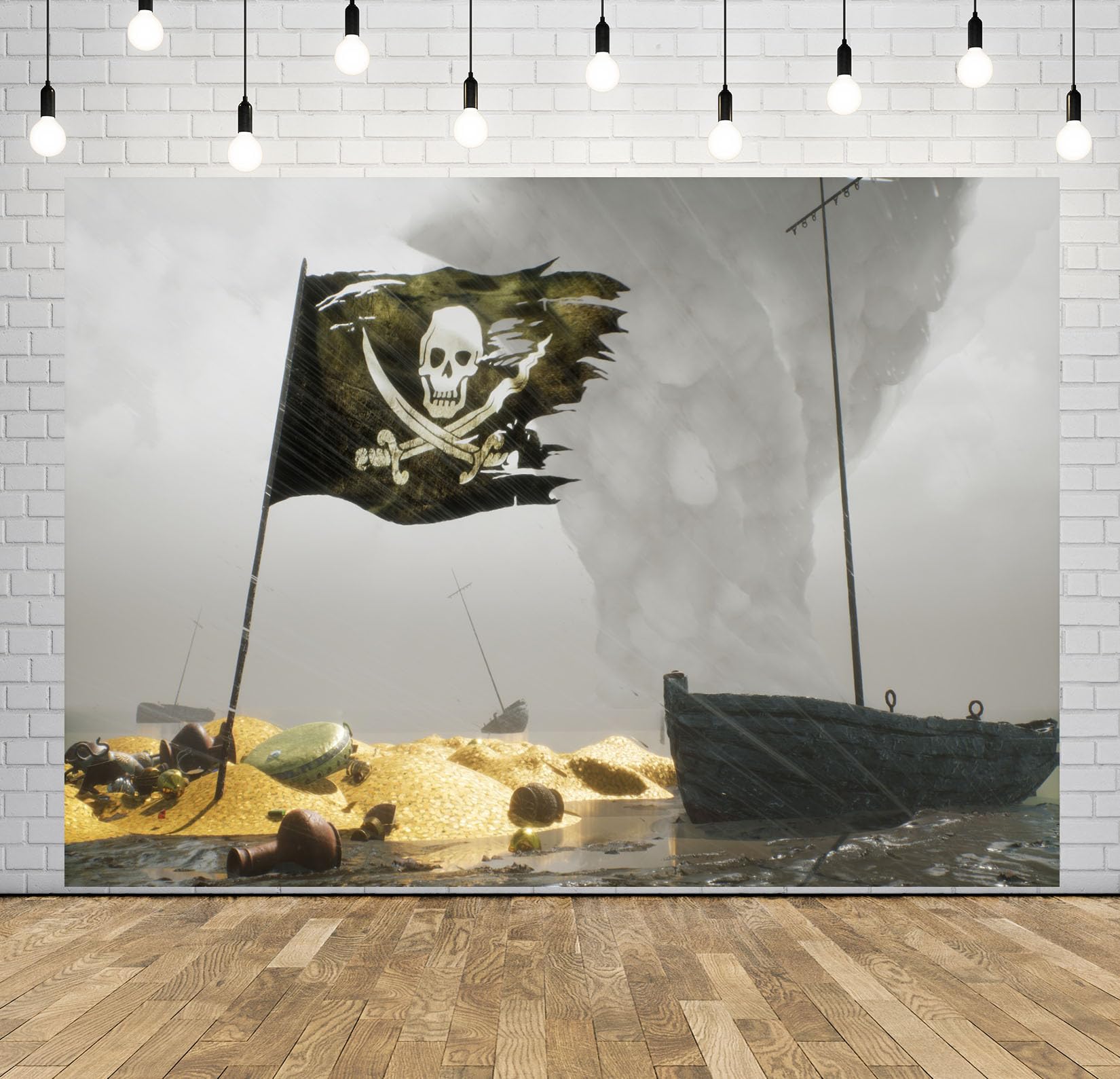 12x8FT (3.6x2.5m) Bandiera Pirata Isola Tesoro Sfondo Fotografico