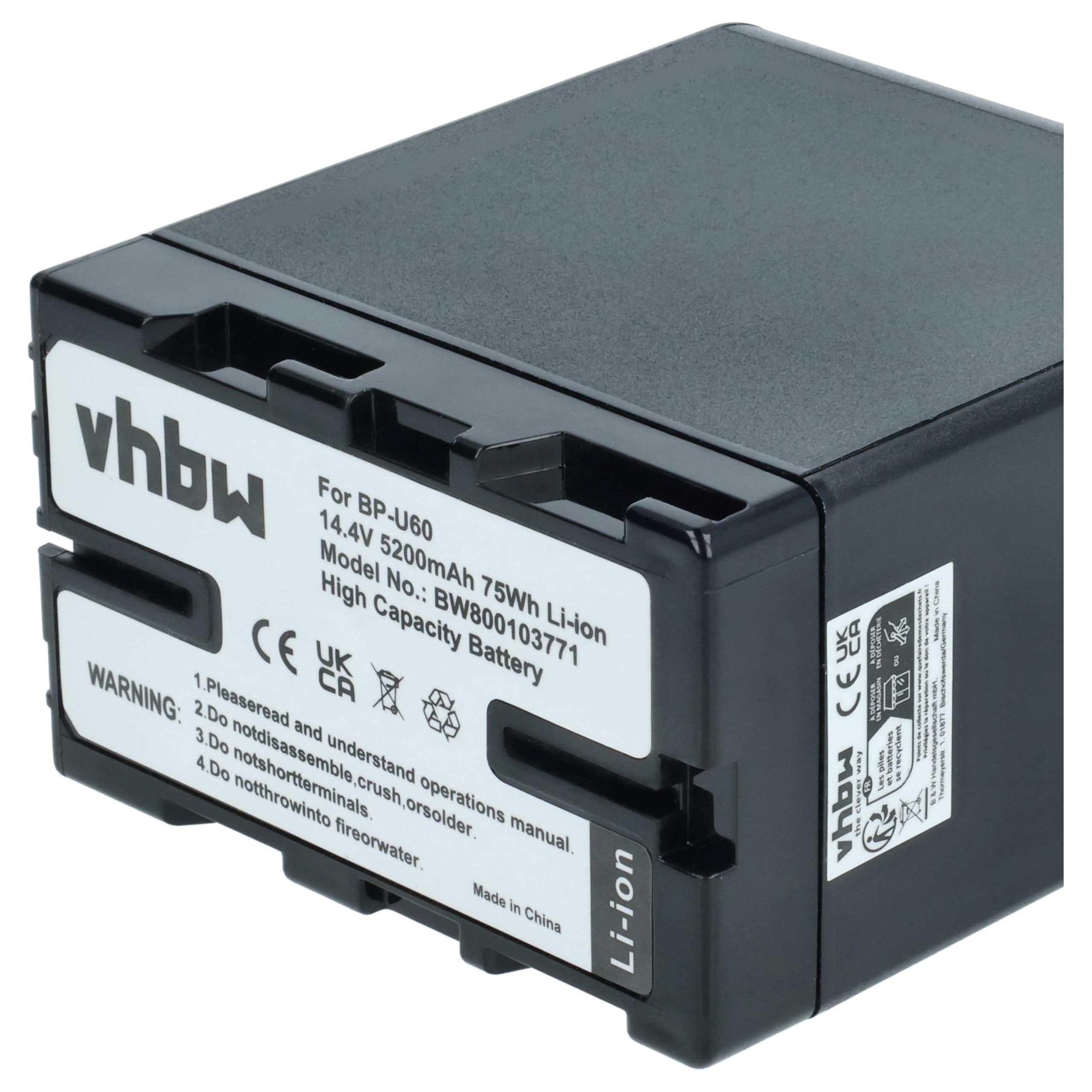 vhbw Batería Compatible con Sony PMW-EX3, PMW-F3, PMW-EX1, PMW-EX1r cámara de vídeo (5200 mAh, 14,8 V, Li-Ion) con Chip