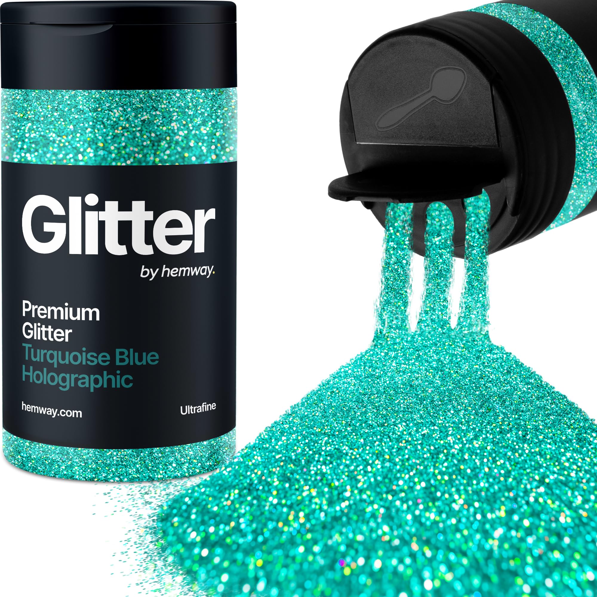 Hemway Blu Turchese Olografico Porporina Ultrafine 130g/4.6oz Polvere Metallica Resina Artigianale Glitter Flake Paillettes per Bicchieri Epossidici, Capelli Viso Corpo Occhi Nail Art Festival