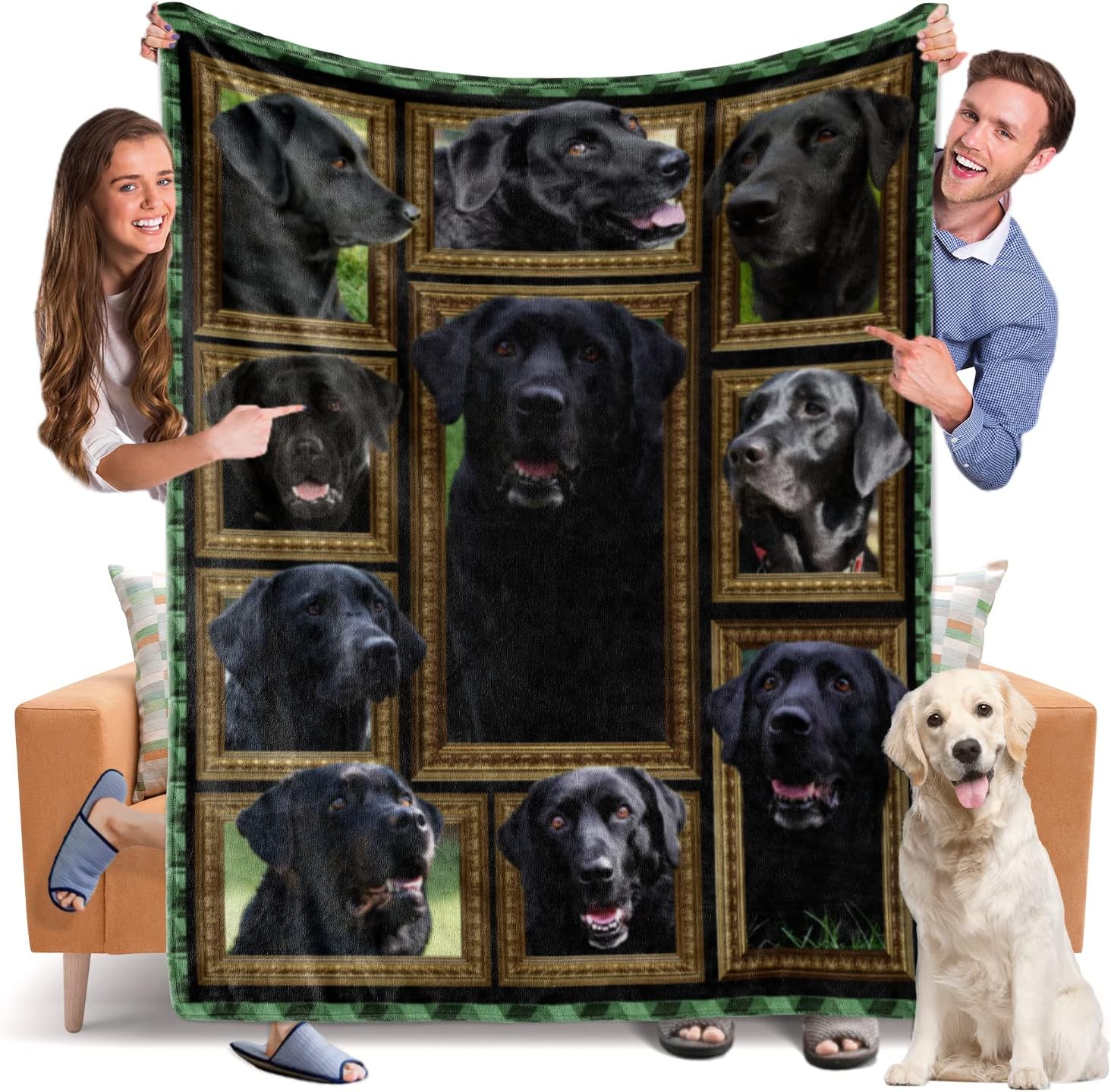 Throw Blanket Black Labrador Dog Blankets Fuzzy Fleece Soft