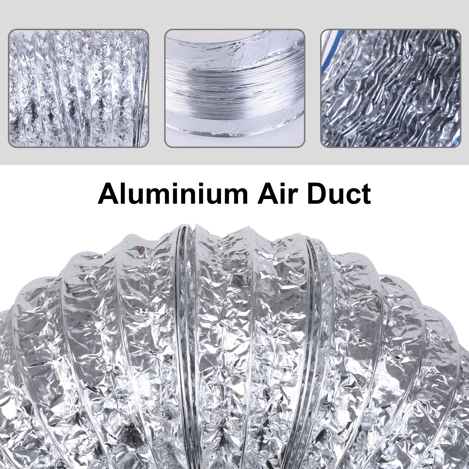 Tubo di ventilazione flessibile in alluminio da 200 mm per ventola di scarico, diametro 20,3 cm