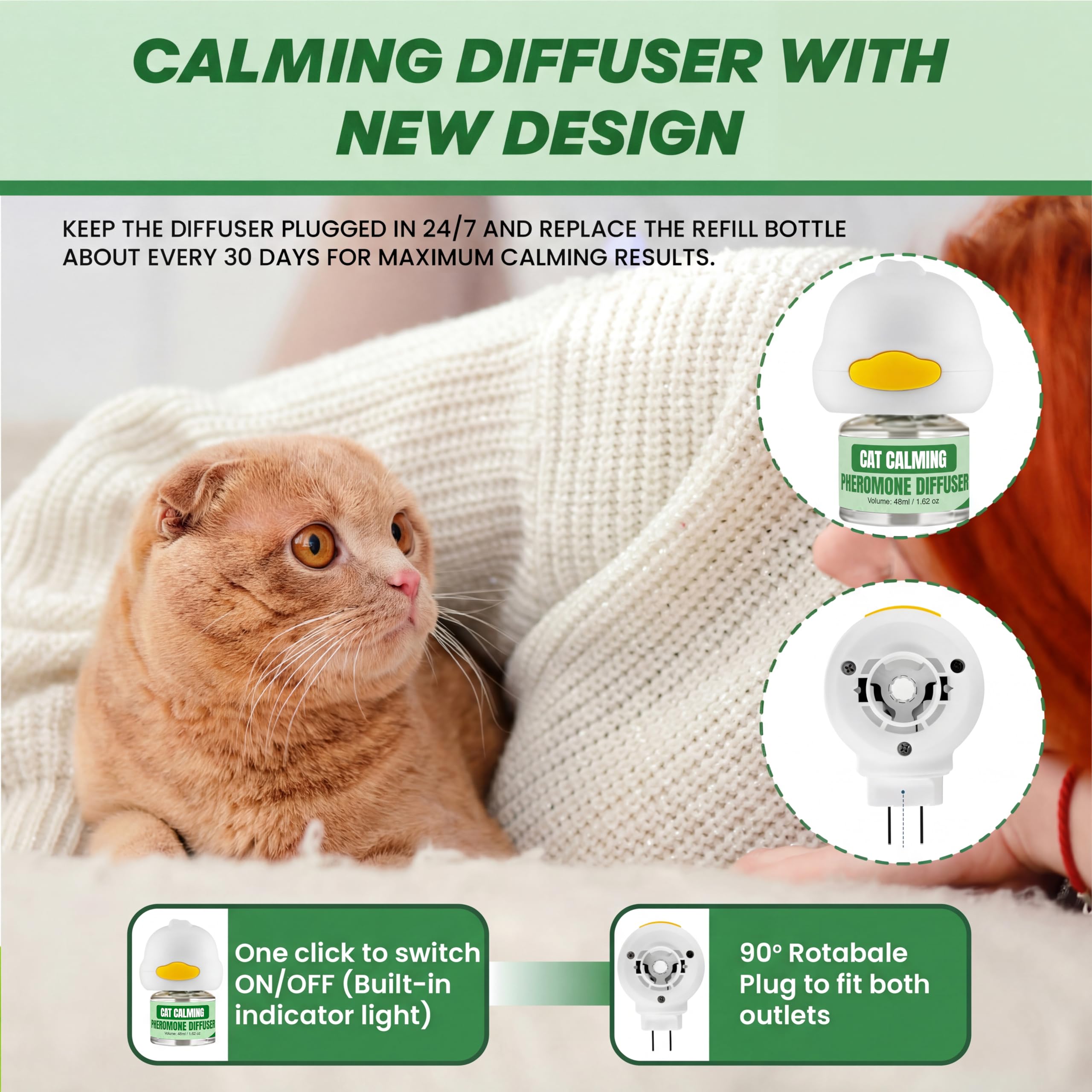 Cat Calming Diffuser 48ml Cat Calming Refill for Pheromone Diffuser Vet-Recommended Diffuser Refill for Cat to Reduce Anxiety, Fighting, Aggression, Scratching Cat Pheromone Diffuser (3 Pack) - image 4