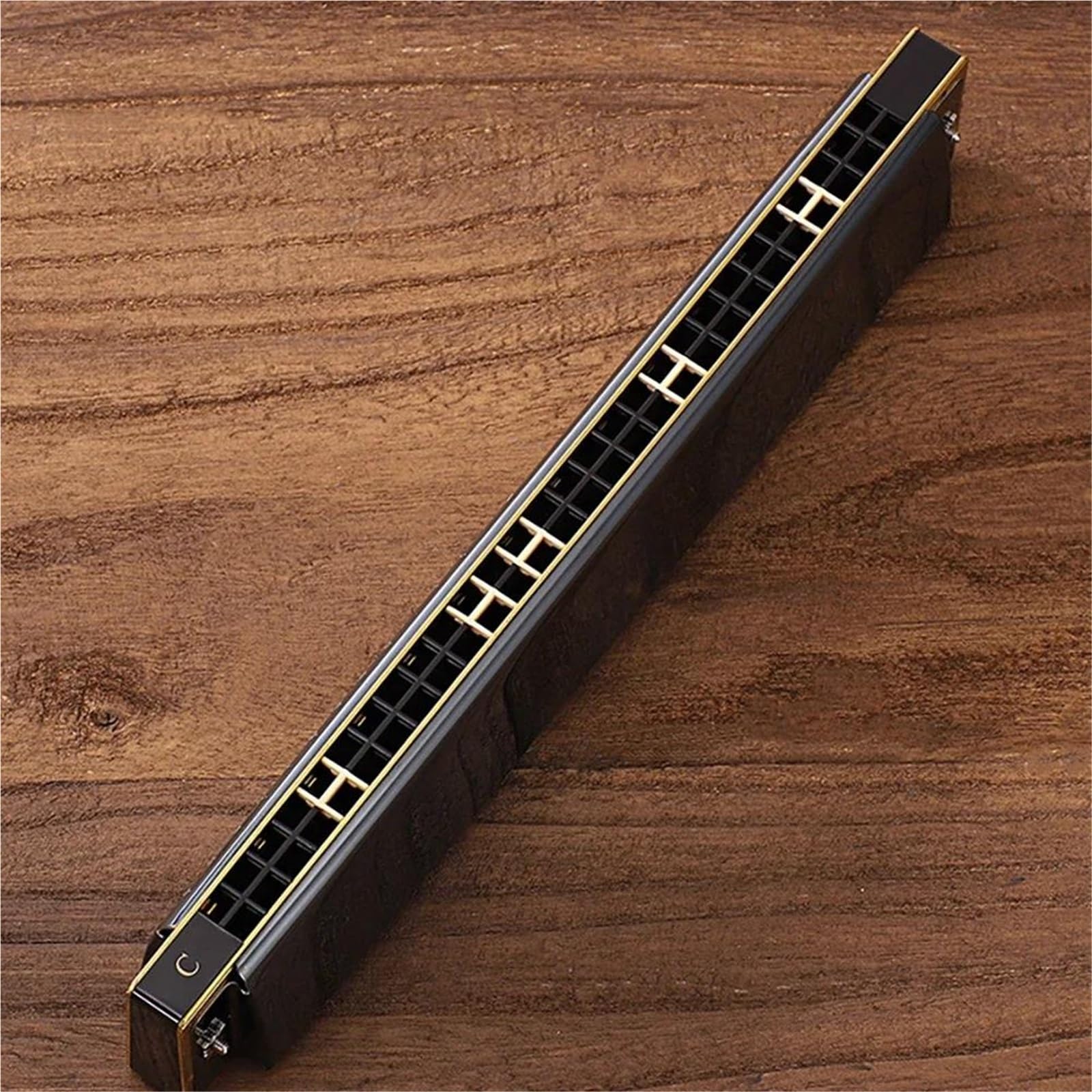 Einsteiger Mundharmonika 28-Loch-Vibrato-Mundharmonika In C-Dur Mit Phosphorbronze-Stimmzungen Blues-Einsteigerset Etui(Black)