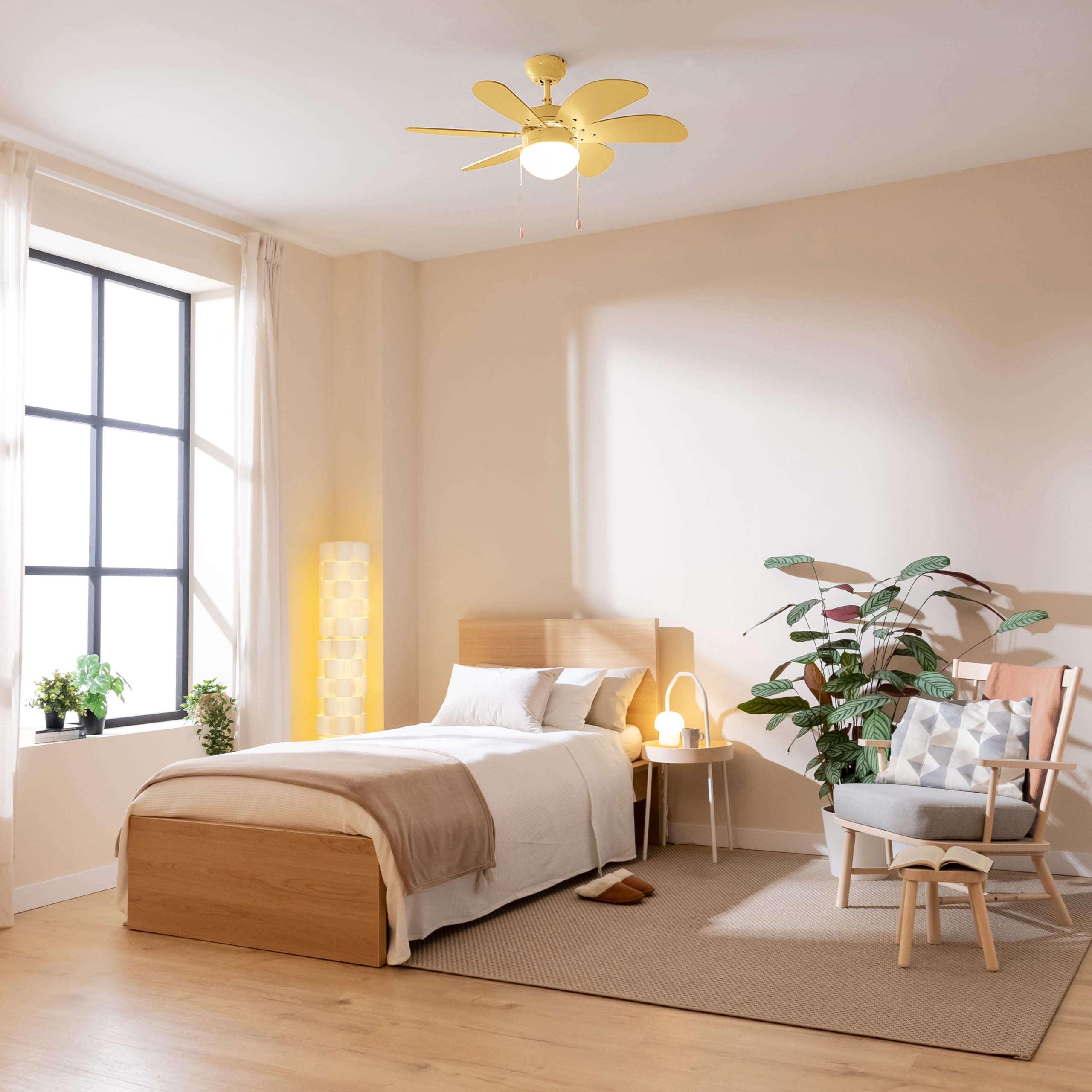 Cecotec - ventilatore da Soffitto con luce EnergySilence Aero 3600 Vision Full SunLight, 50 W, Diametro 92 cm, 3 Velocità, 6 Lame Reversibili, Inverno-Estate, Utilizzo Facile, Interruttore a Catena