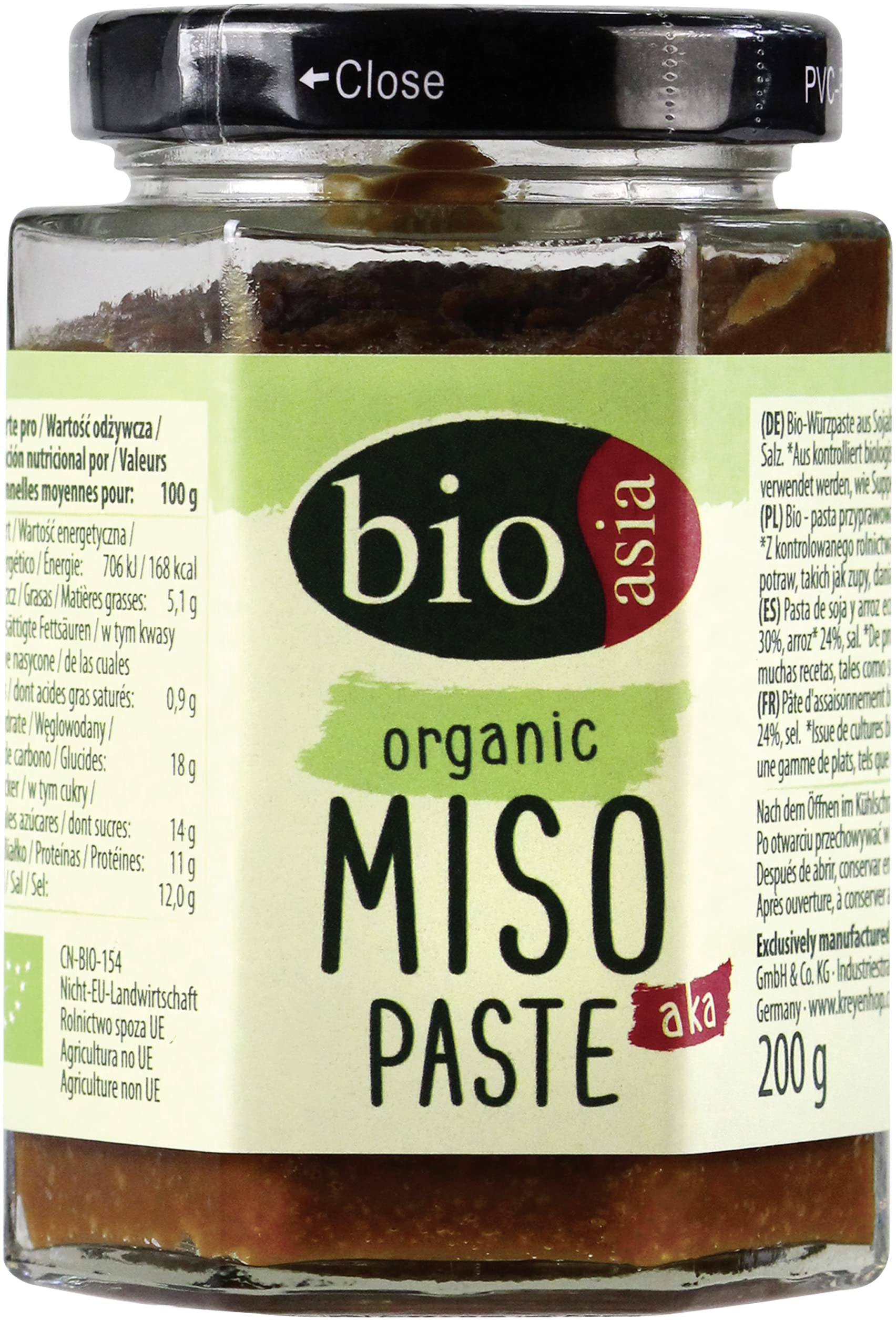Bioasia Bio Miso-Paste Aka – Würzpaste aus Aka Miso – Von Natur aus vegan – 200 g (1 Stück)