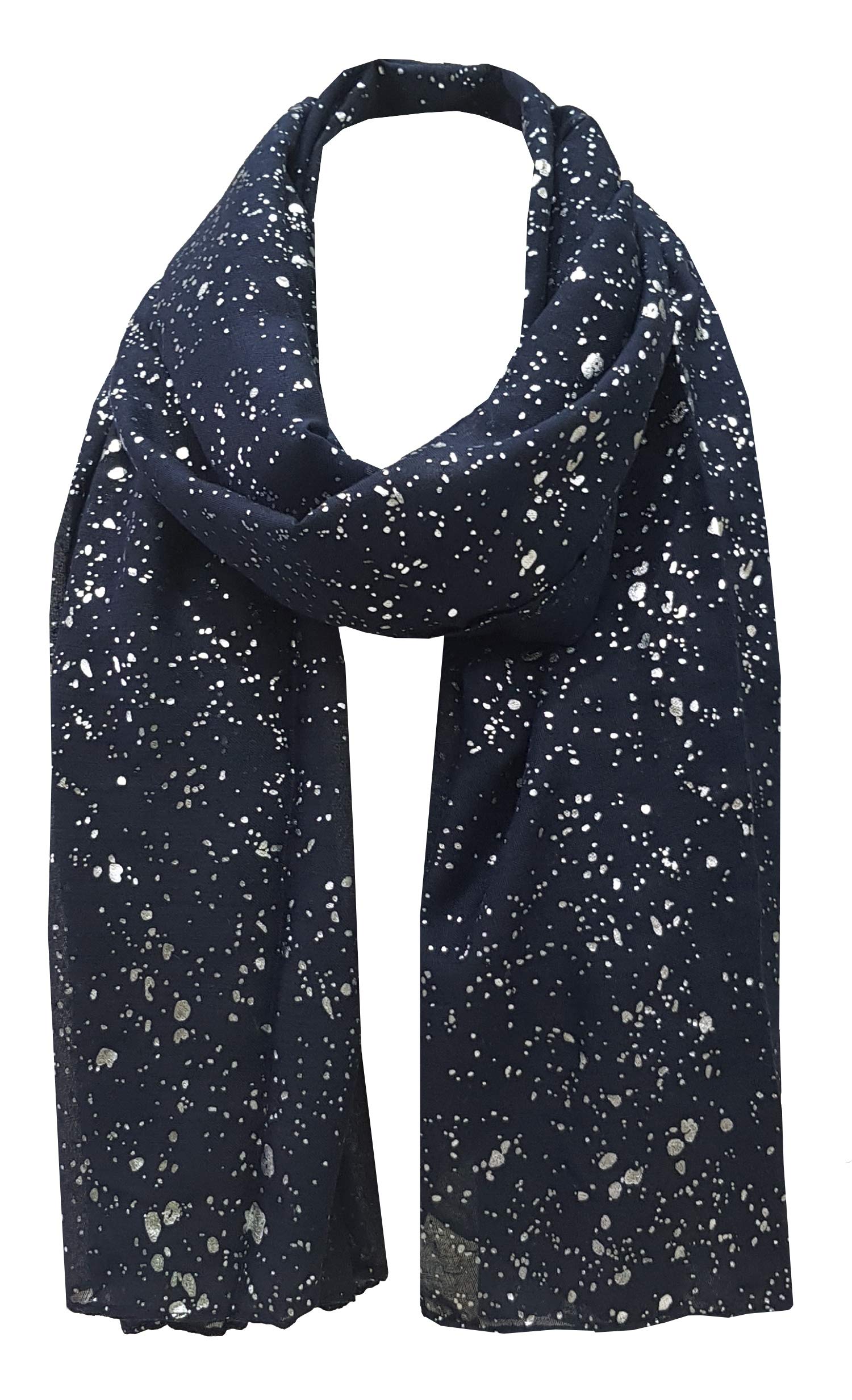 World of Shawls Sparkle Splash Effect Scarf Shawl Wrap (Navy)
