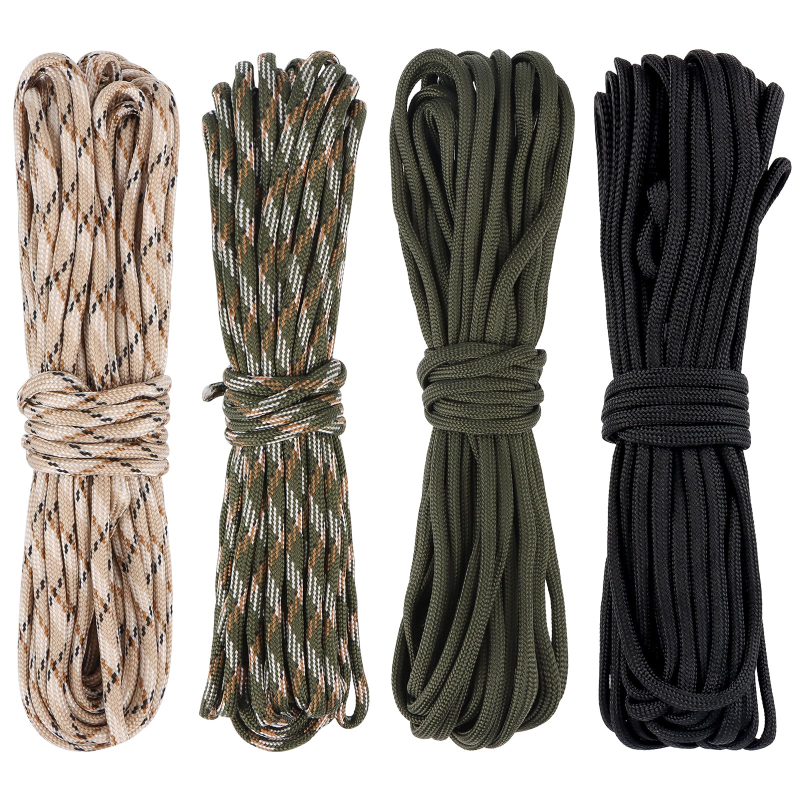 Lot De 4 Paracordes Nylon 10 M - Diamètre 4 Mm, 7 Brins, Résistance 250 Kg - Pour Survie, Camping, Bricolage, Bracelets DIY - 8