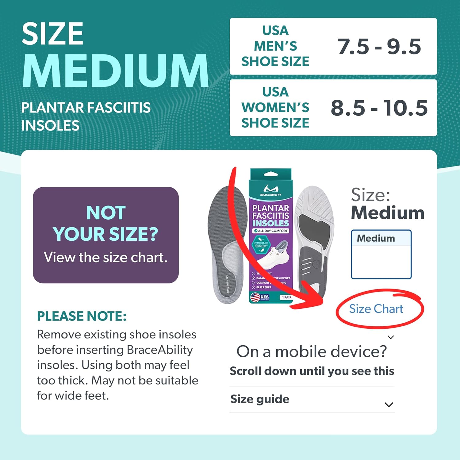 BraceAbility Plantar Fasciitis Day and Night Relief Bundle - Heavy-Duty Arch Support Orthotic Insoles and Dorsal Night Splint for Heel Spurs, Achilles Tendonitis, Foot Pain Support (M)