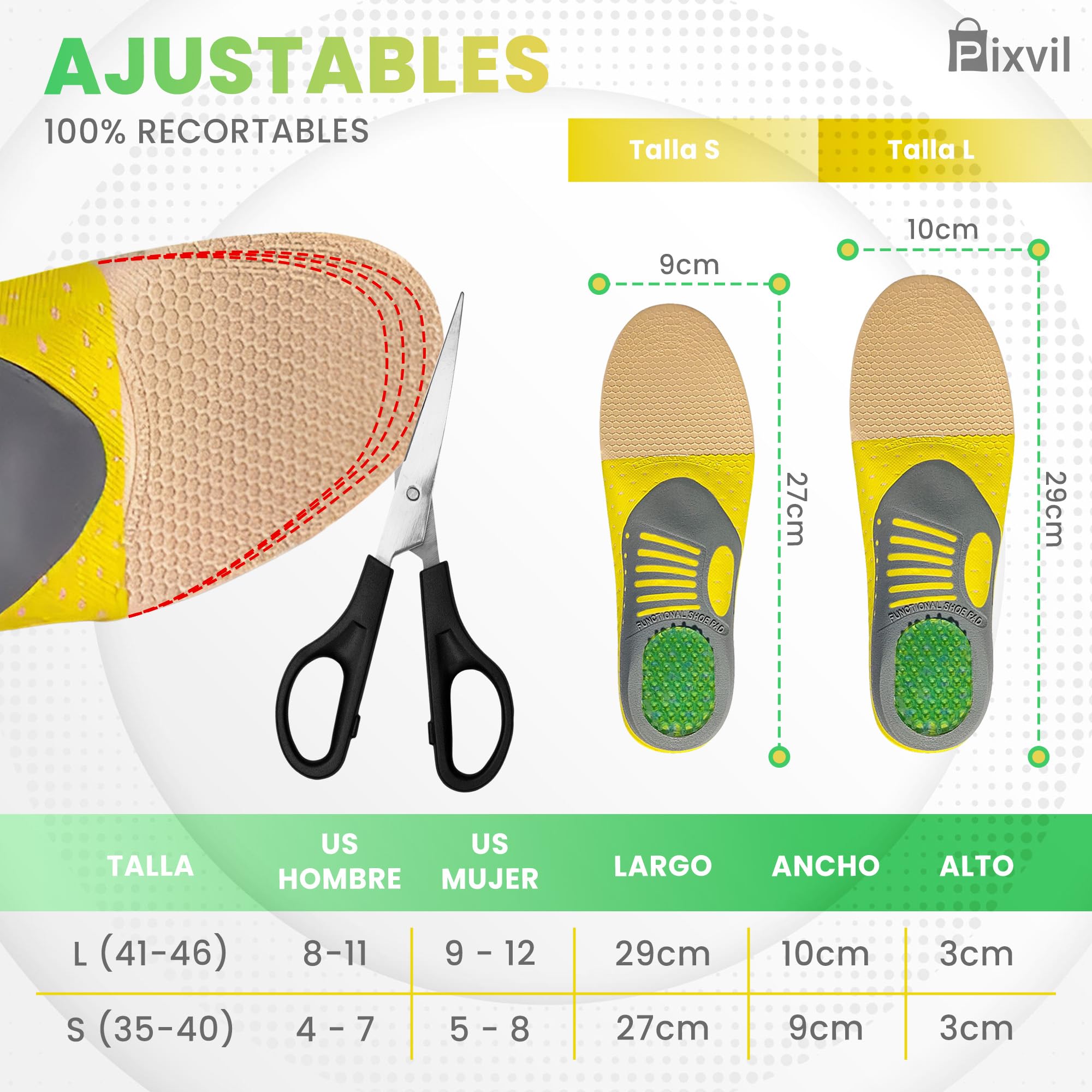 Plantillas Fascitis Plantar 2 Pares Gel Arco EVA para Trabajo y Padel Hombre Mujer Alivio Pies Planos Metatarsalgia Espolón Botas Seguridad Running