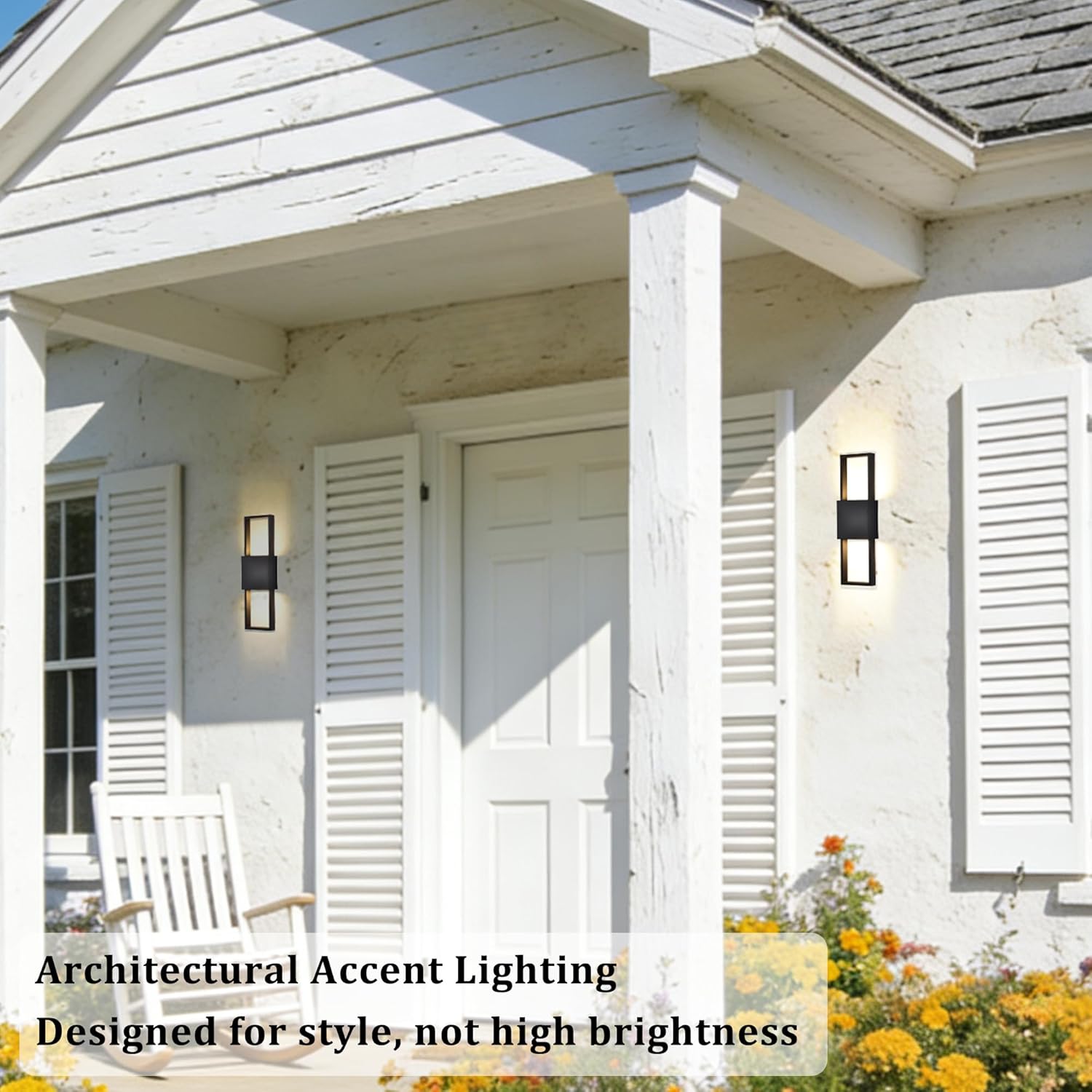 COTTAGE LIFE Outdoor Wall Sconce, Modern Up and Down LED Wall Light for House Black Exterior Light Fixture (15.75" H) Hardwired Sconce for Front Door, Garage, Patio Lighting – 3000K, 10W