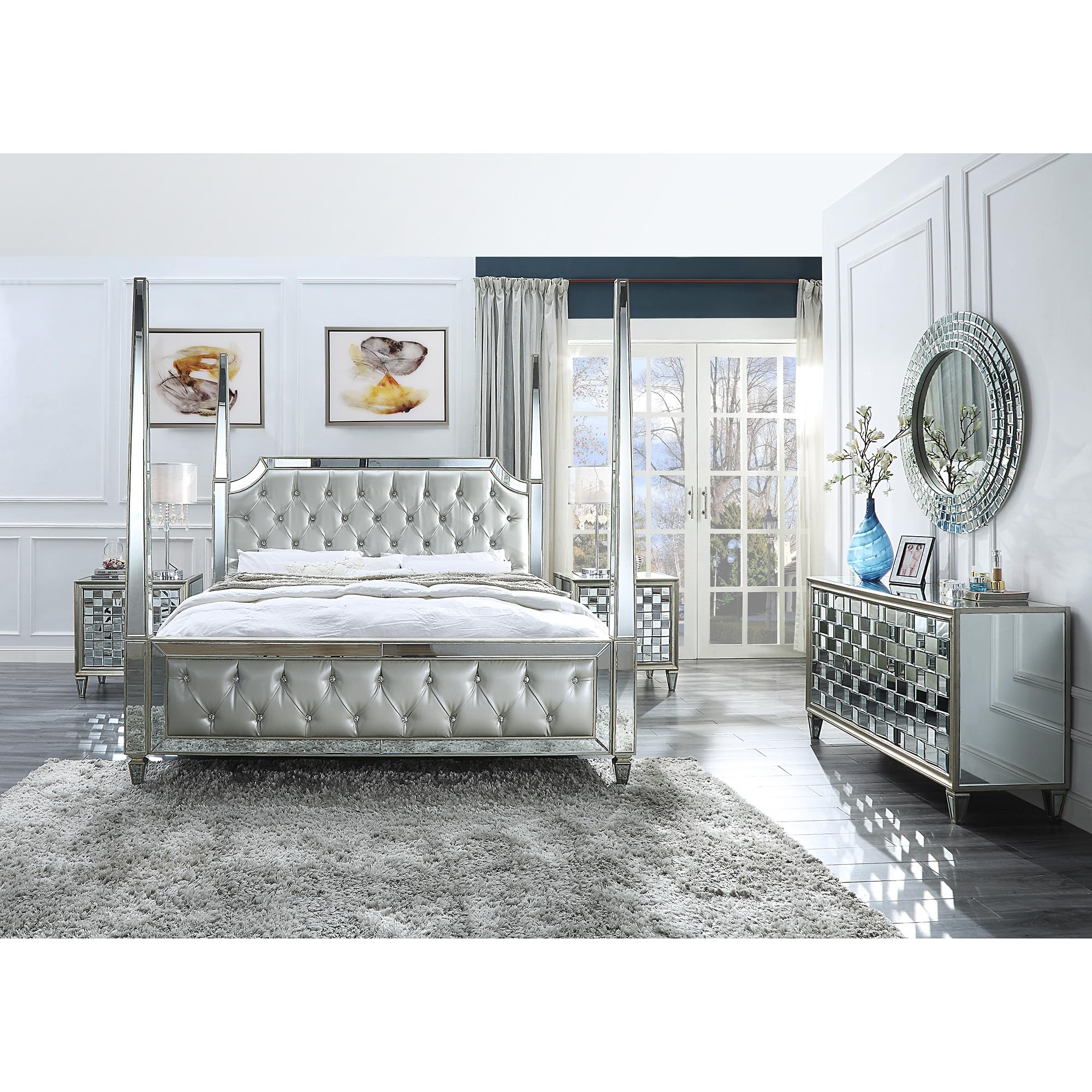 Lucia Elegant Mirrored Post Bedroom Group