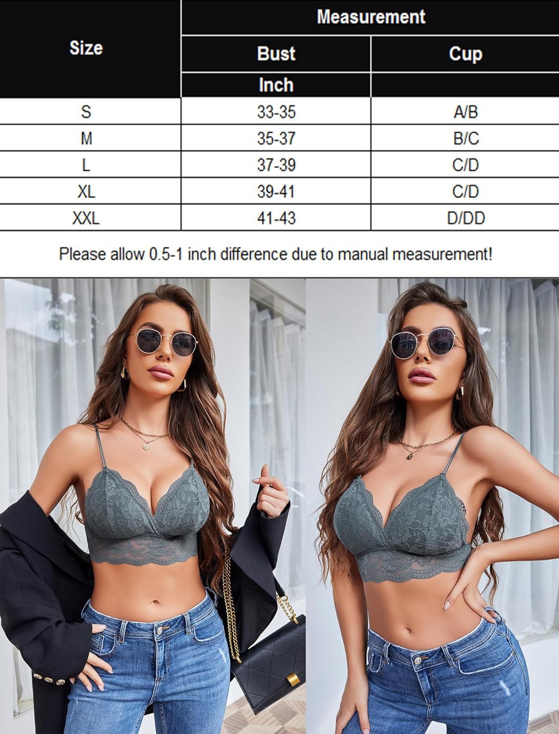 Avidlove Lace Bralette for Women V Neck Tank Top Spaghetti Strap Tube Slim Camisole Lingerie with Detachable Padded - Image 6