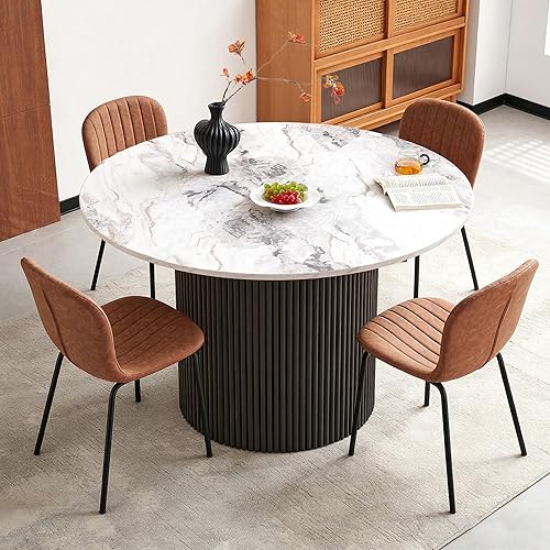 Miniatura 16 de Juego de mesa de comedor redonda de 37 pulgadas para 4, moderno juego de café de cocina de círculo pequeño para apartamento, sala de estar, oficina,