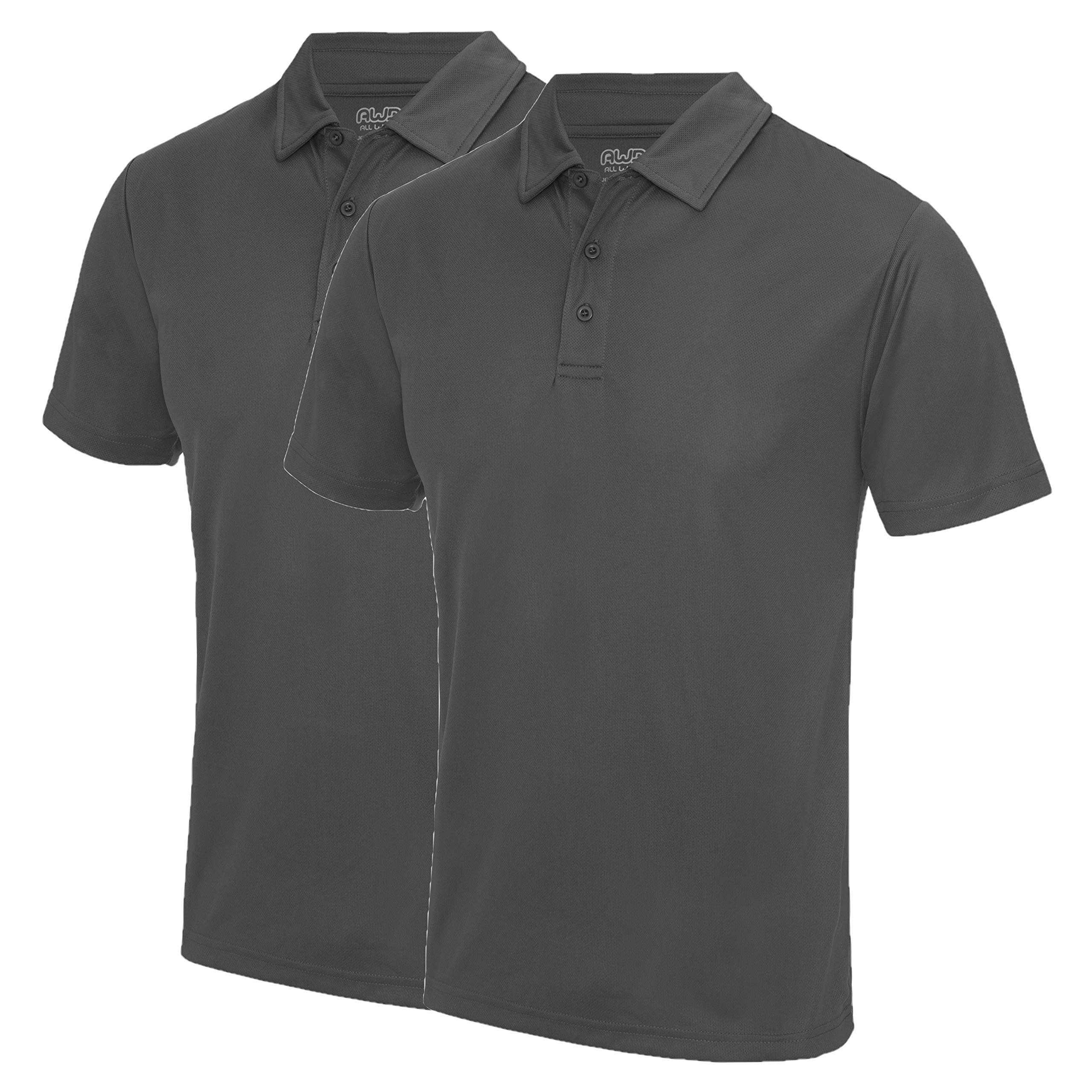 AWDis Just Cool JC040 Cool Polo Shirt 2 Pack - Charcoal - Medium