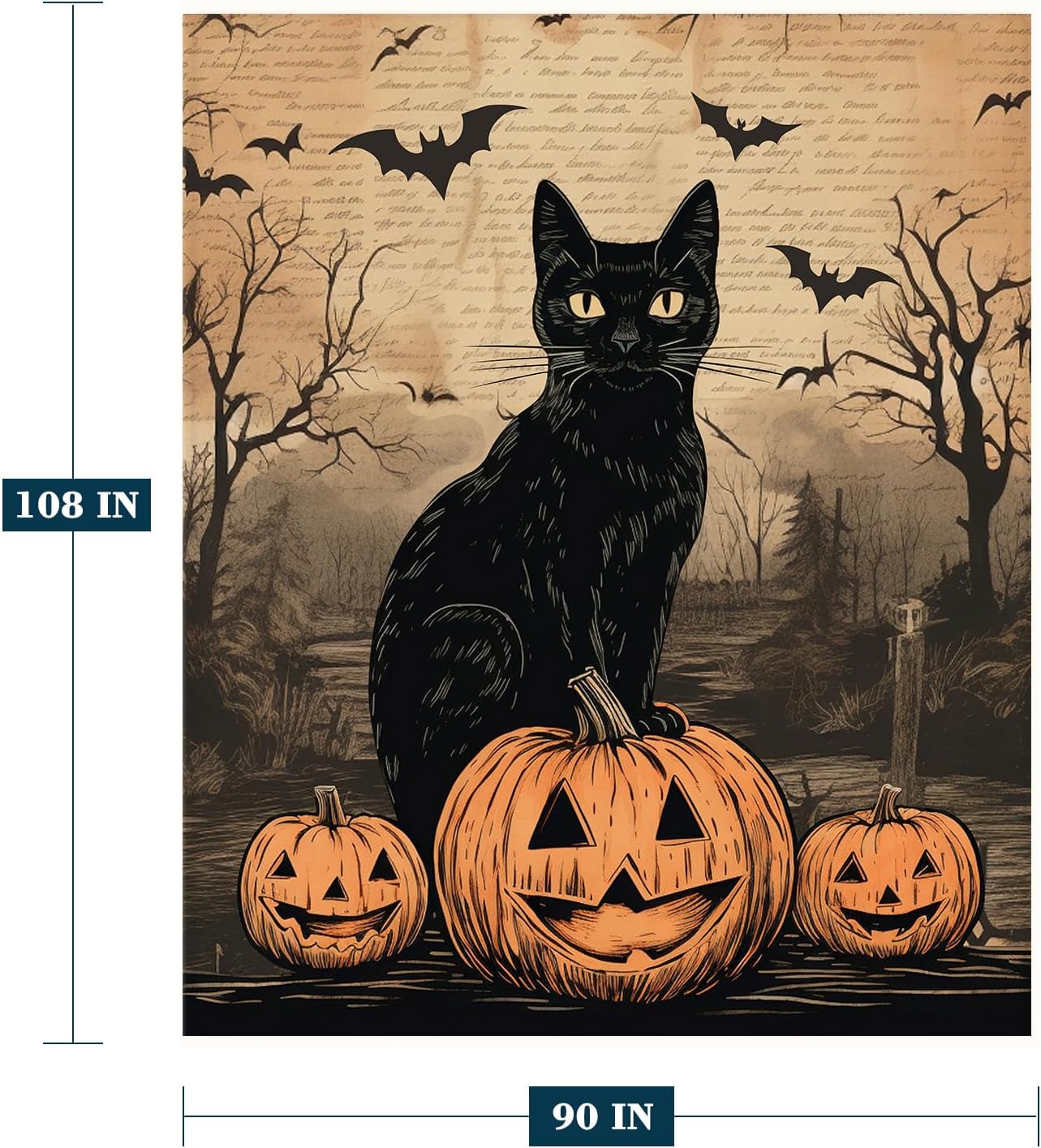 YeeJu Halloween Throw Blanket King Size Vintage Pumpkin Cat Blanket for Couch Sofa Bed Outdoor Halloween Cozy Soft Lightweight Fuzzy Plush Fleece Blankets and Throws Decorative Blanket 90x108
