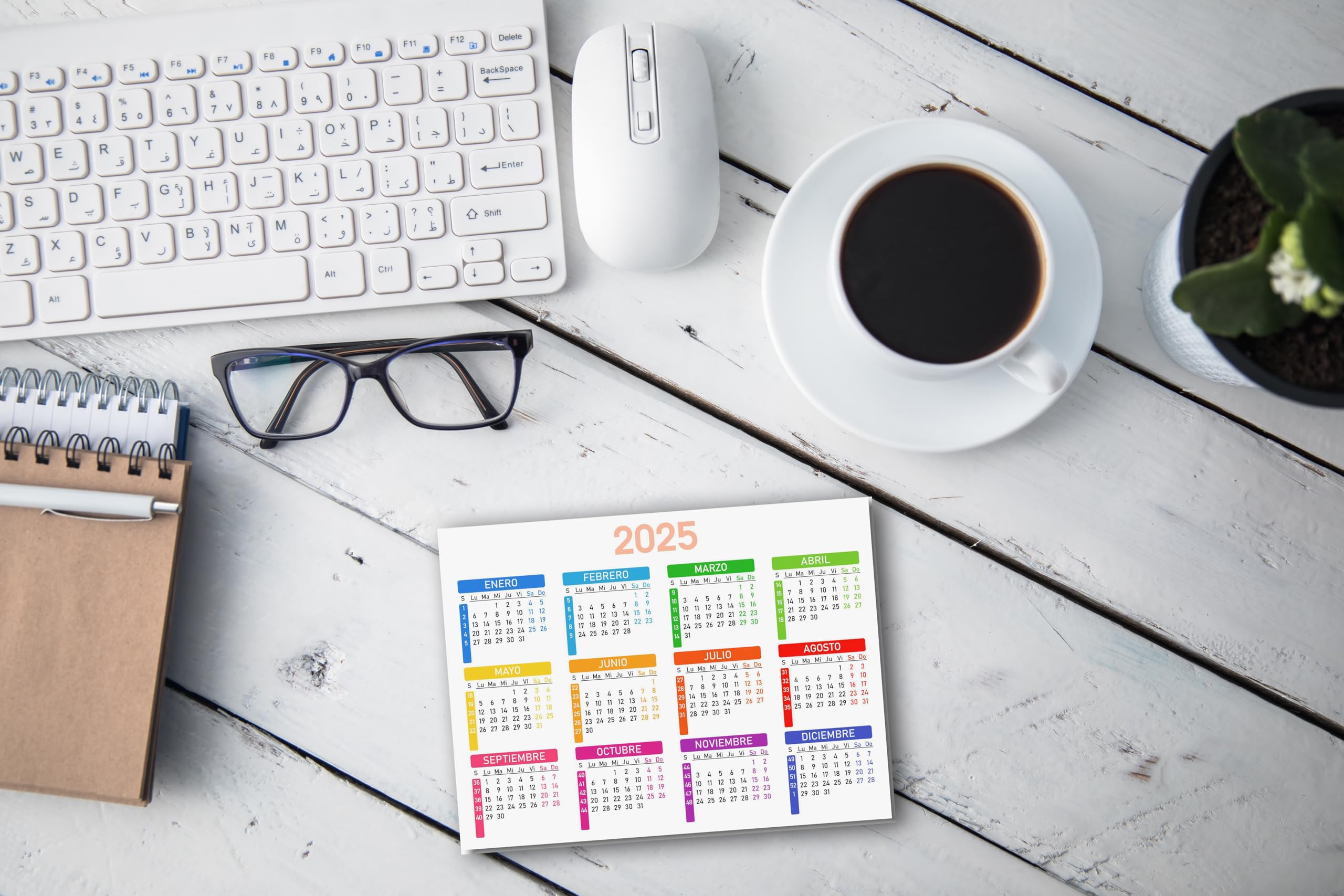 Calendrier 2025 Réfrigérateur 20x15cm Calendrier Magnétique 2025 Nombretinas - Planificateur Familial Coloré Pour Frigo 20x15 Cm De Paie Aux 2