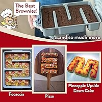 Vista 9 de Molde Baker's Edge para brownie – El Original – revestimiento antiadherente duradero, estructura de aluminio fundido de calibre pesado, 9 x 12