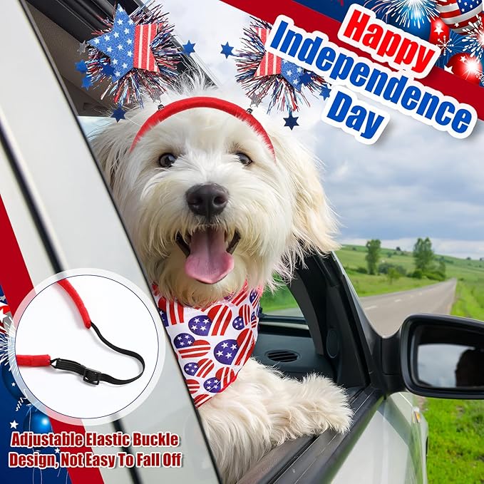 Sadnyy 18 Pcs Bandanas y Diademas Patrióticas para Perro 4 de Julio miniatura 4