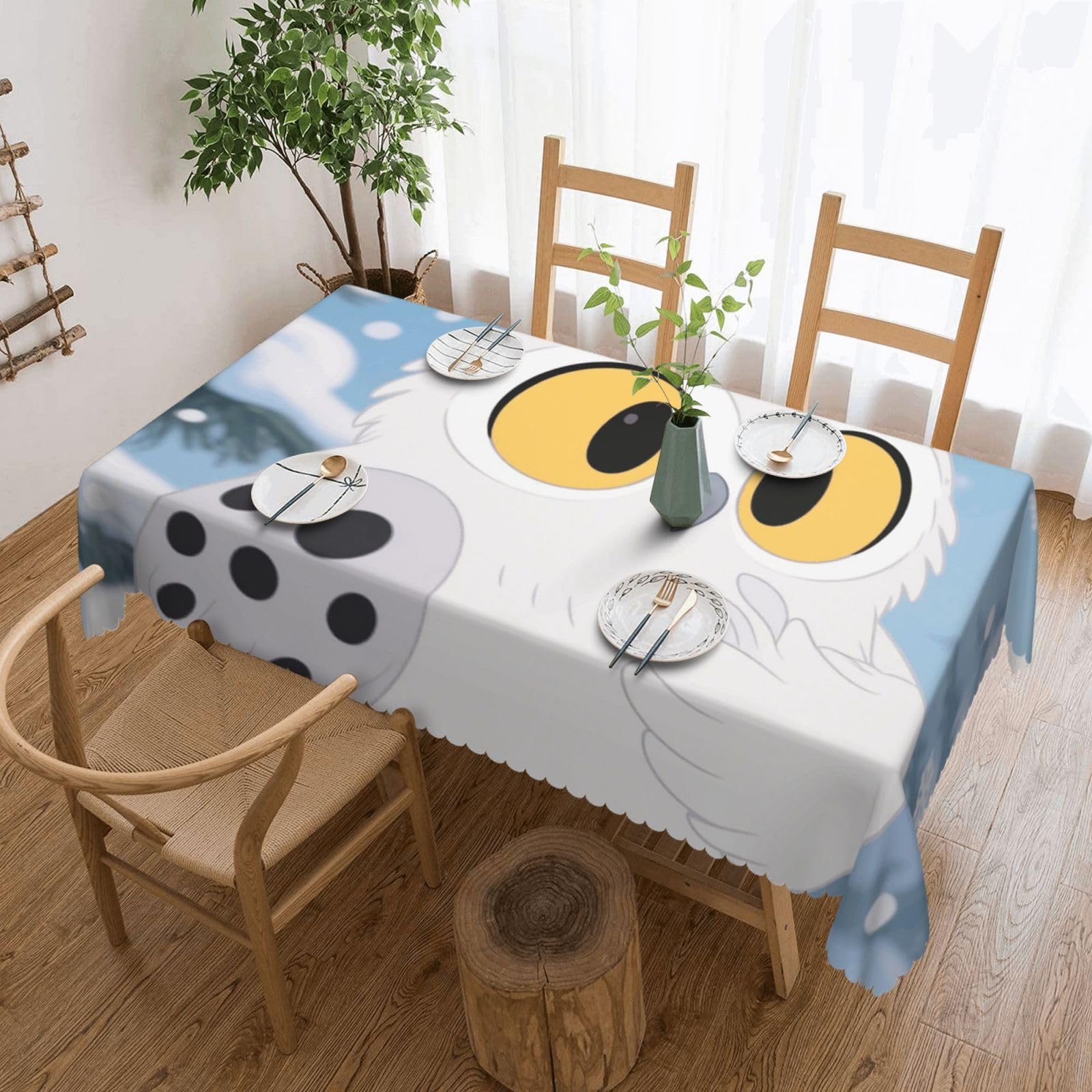 Nappe hibou de dessin animé neige rectangle pour table de jardin