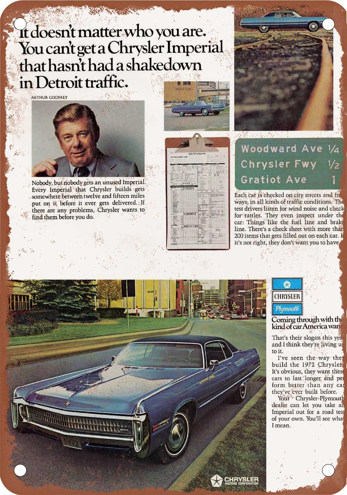 Miaomansenstore Metal Sign - 1972 Imperial Vintage Ad 01 - Old Retro Rusty Look Home Decor