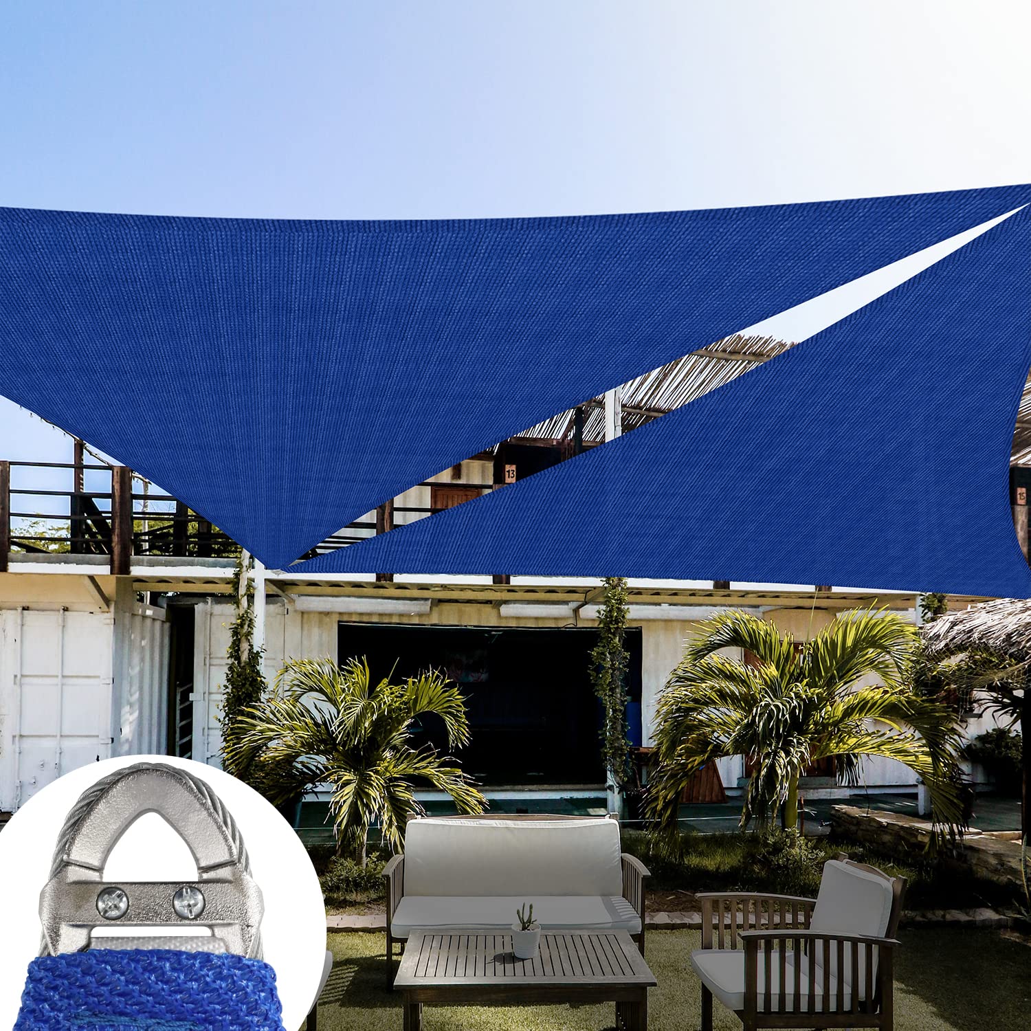 FLORALEAF 20'x20'x20' Sun Shade Sail Equilateral Triangle Heavy Duty UV Block Canopy Awning for Patio Backyard Lawn Garden Outdoor Activities